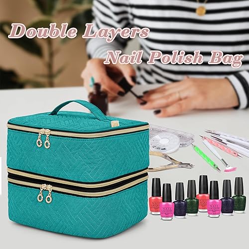 Vista 14 de LUXJA Organizador de esmalte de uñas desmontable de 2 capas, 60 botellas, Rosa pálido