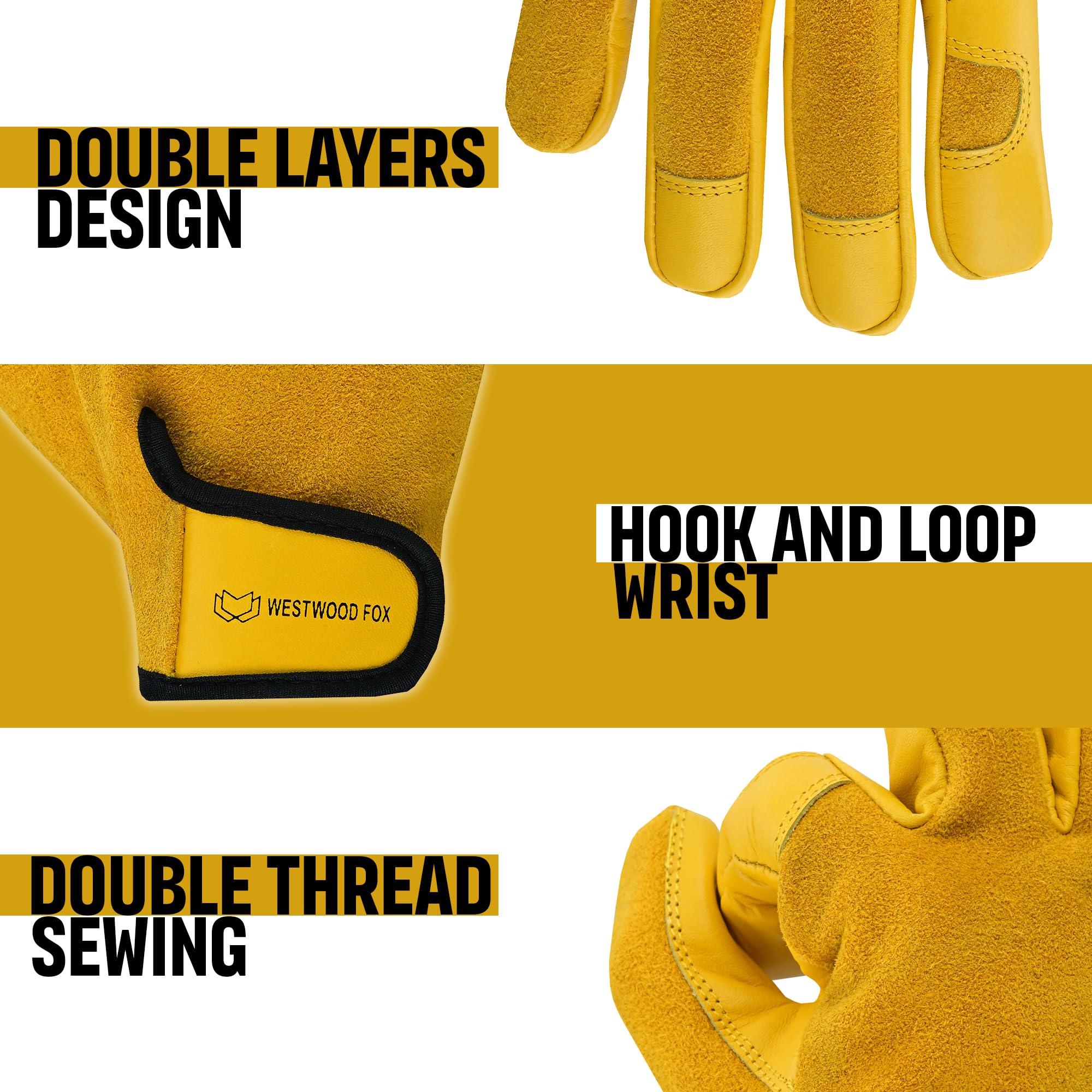 WESTWOOD FOX Ladies/Mens Leather Gardening Gloves Thorn Proof Rigger Garden work gloves, Safety Working Gloves - Image 4