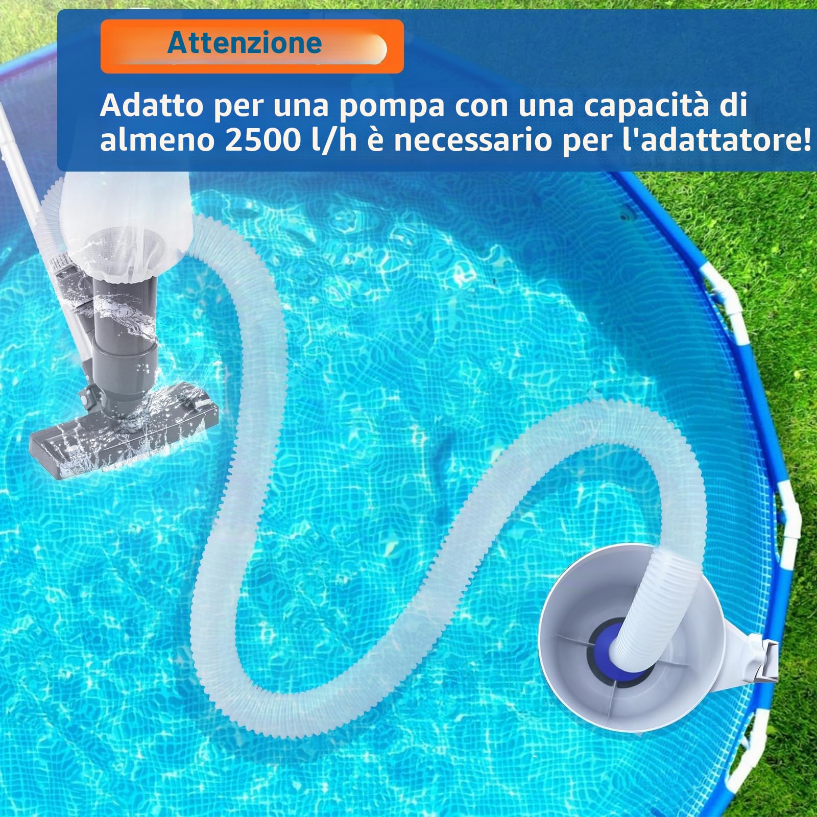 GFYYBKJ Adattatore per skimmer Intex con fascetta stringitubo, utilizzato per collegare l'aspirapolvere per piscina fuori terra/interrata e lo skimmer per piscina, skimmer per piscina fuori terra