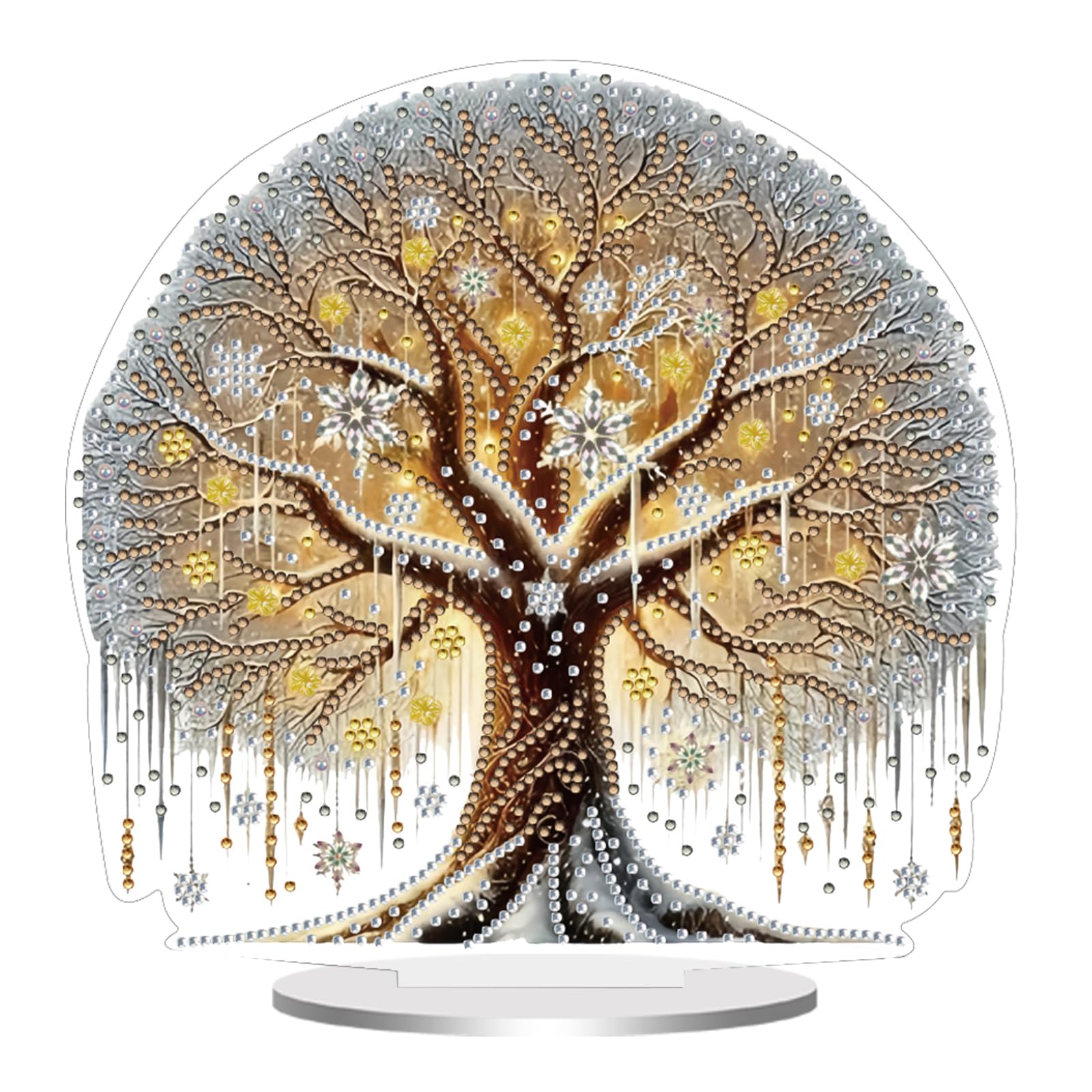 Lx147 Acrylic Diamond Painting Tabletop Ornaments Kit With Stand, 5D Diy Desktop Decorations For Home Office, Complete Craft Set & Gift Idea(Tree Of Life)