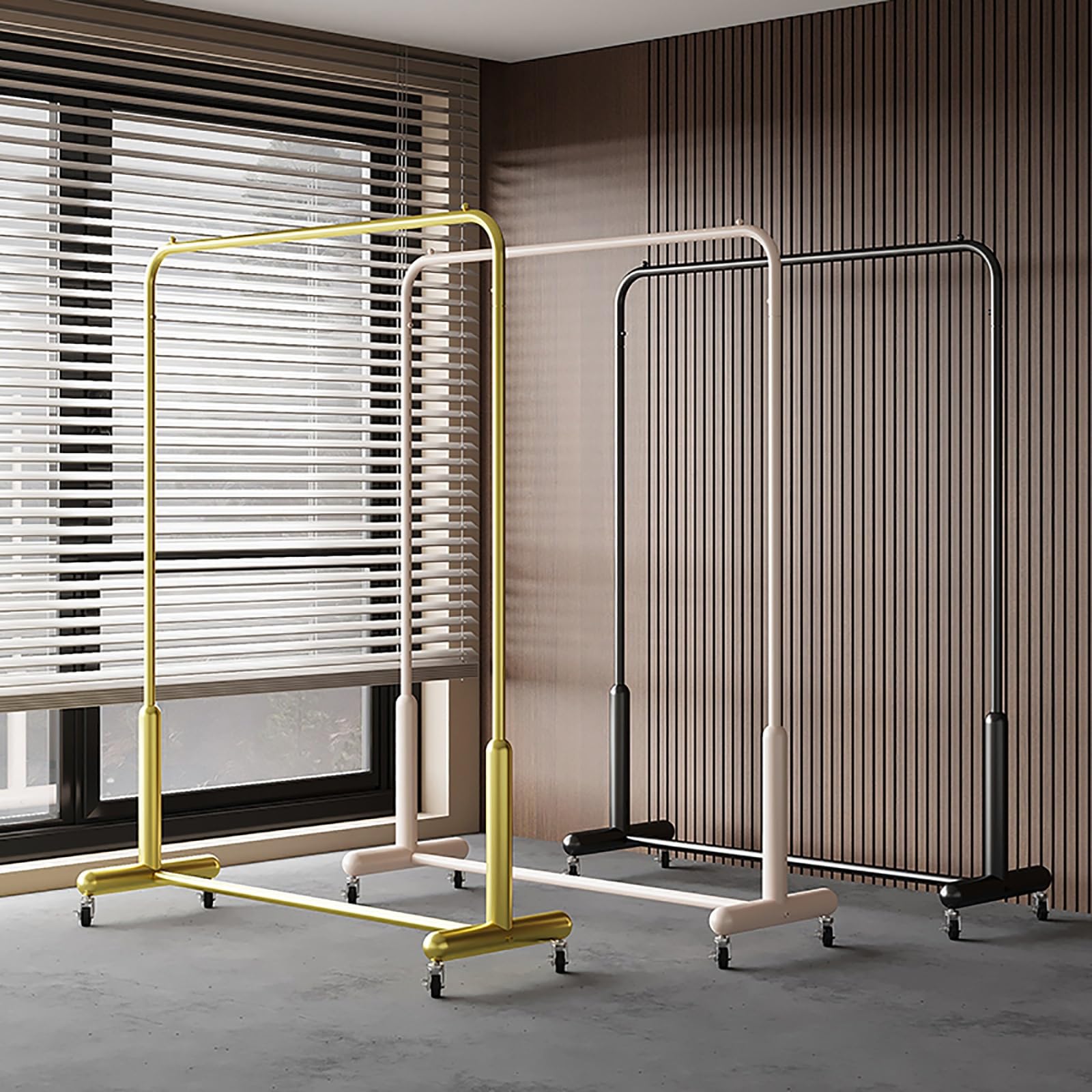 Heavy-Du Kleiderständer mit Rollen, Metall, Kleiderständer für Schrank, tragbare Garderobe für Ankleidezimmer, Wohnzimmer und Schlafzimmer, Schwarz, 100 x 165 x 40 cm