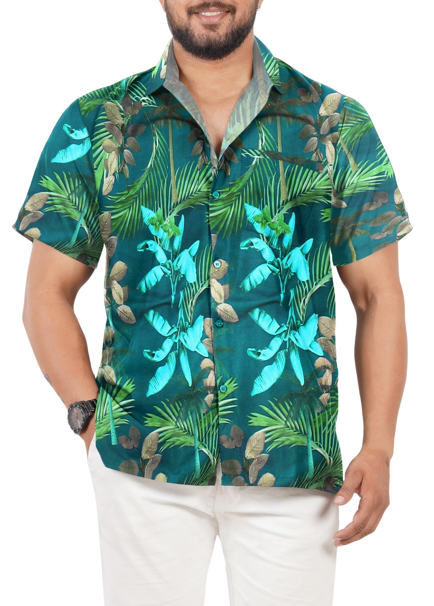 HAPPY BAY Men's Hawaiian Shirt Vacation