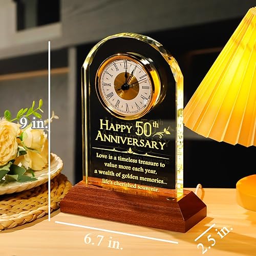 Miniatura 2 de YWHL Regalos de reloj de aniversario de boda de 50 años para padres y abuelos, regalos de aniversario de 50 años para parejas, relojes de mesa de