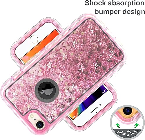Miniatura 9 de Asuwish Funda de teléfono para iPhone 66s78SE 2020 2022 con protector de pantalla brillante líquido con purpurina transparente híbrida cubierta