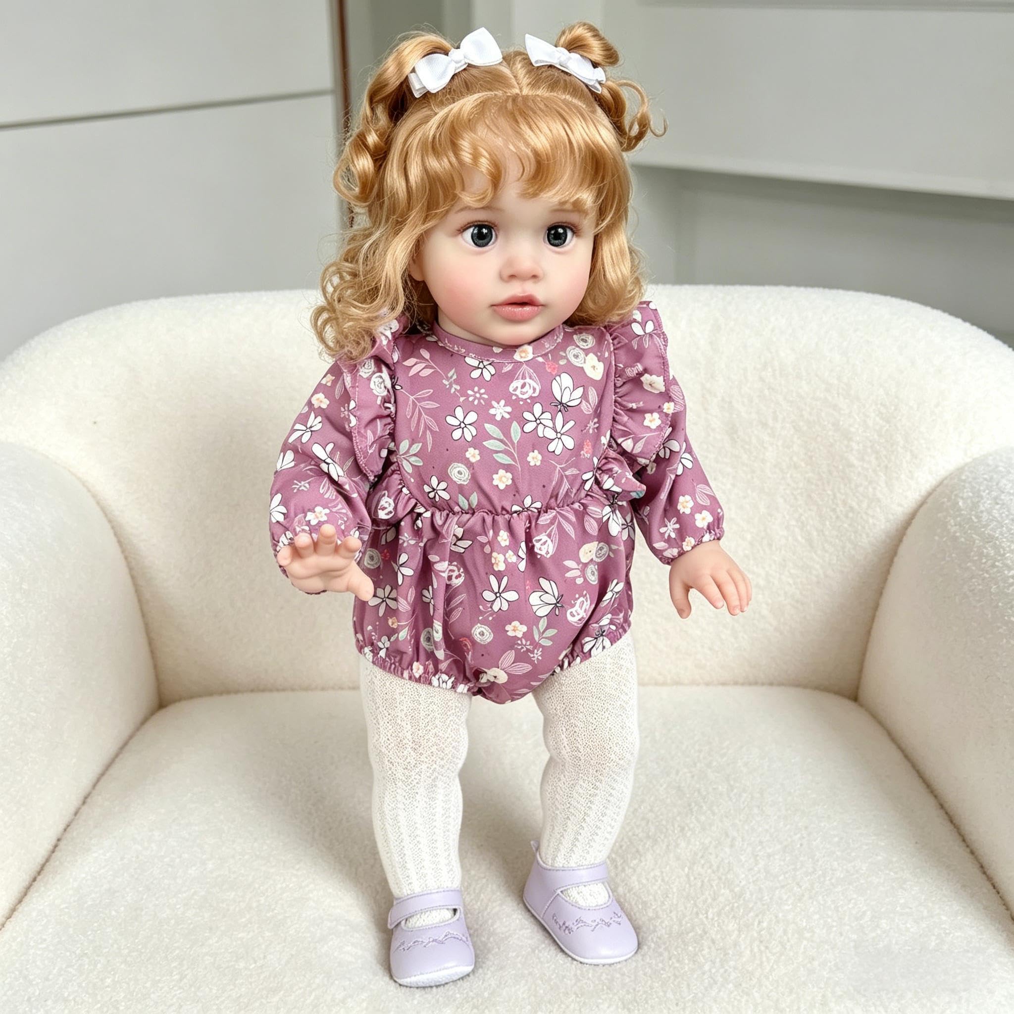 RXDOLL Bambole realistiche da 66 cm, motivo: Pippa, di grandi dimensioni, in morbido tessuto vinilico, per bambini dai 3 anni in su