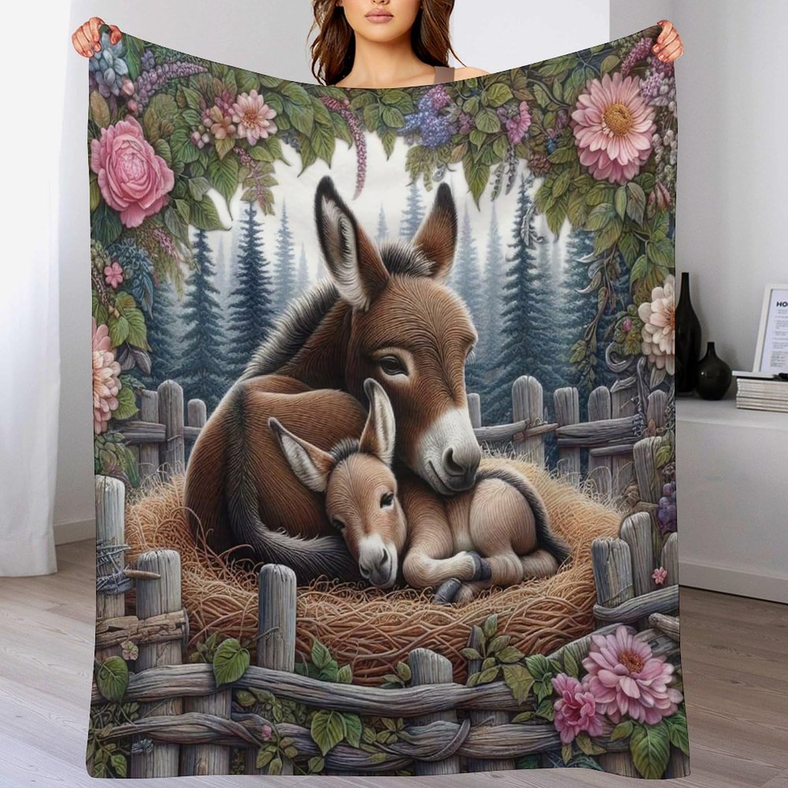 GGJJTT Donkey Fleece Blanket Travel Nap Throws Plush Blanket Super Soft Flannel Blankets For Couch, Bed, Sofa For All Seasons 130×150cm