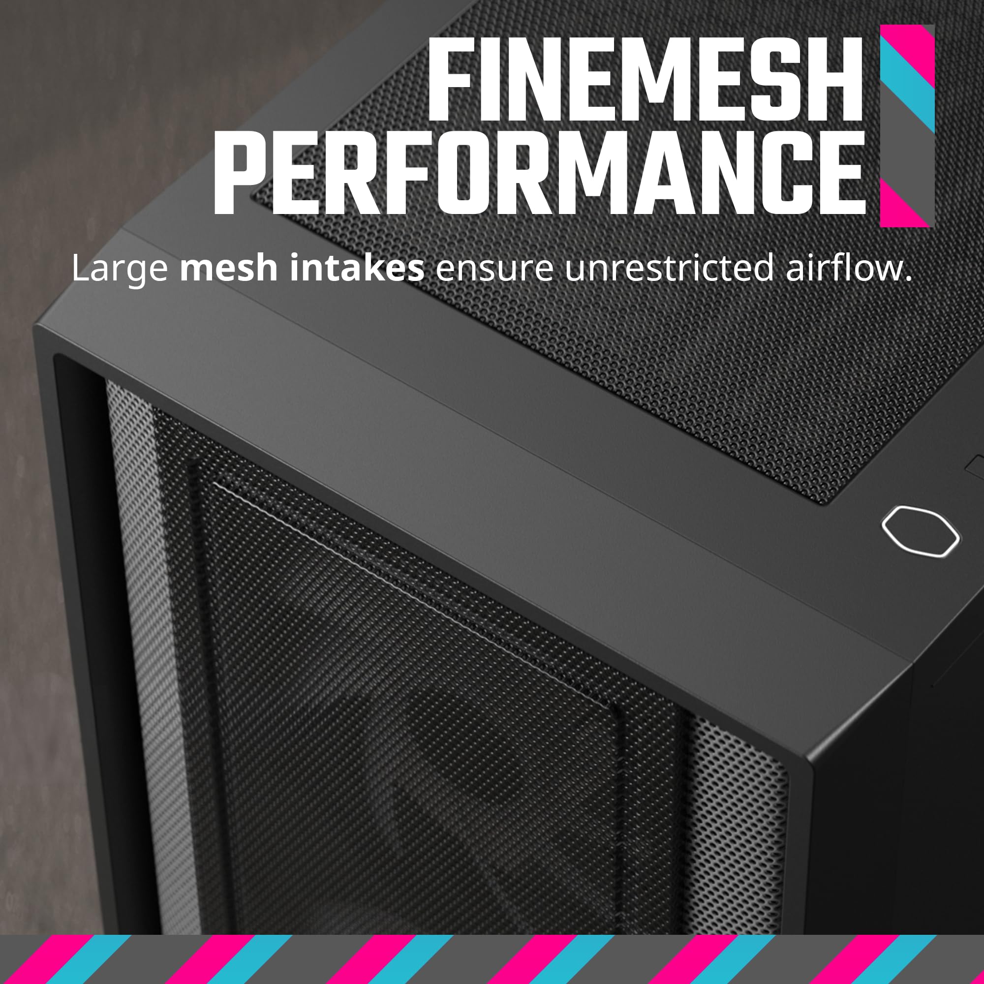 Cooler Master MasterBox 600 ATX Mid-Tower Case, Placa Base retroconectada ASUS|MSI|Gigabyte, 410mm GPU MAX, *420mm AIO MAX, Tipo C, Vidrio Templado, Triple 140mm SickleFlow PWM, FineMesh Airflow