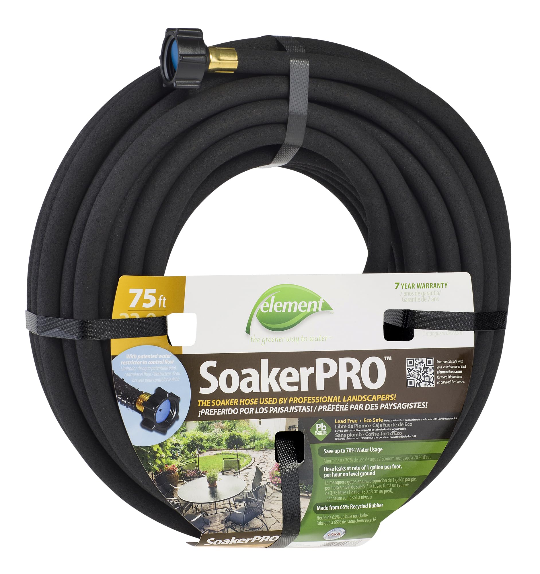 SWAN Products Element SoakerPRO Tropfschlauch, 2,5 m Länge, 0,95 cm Durchmesser, Schwarz