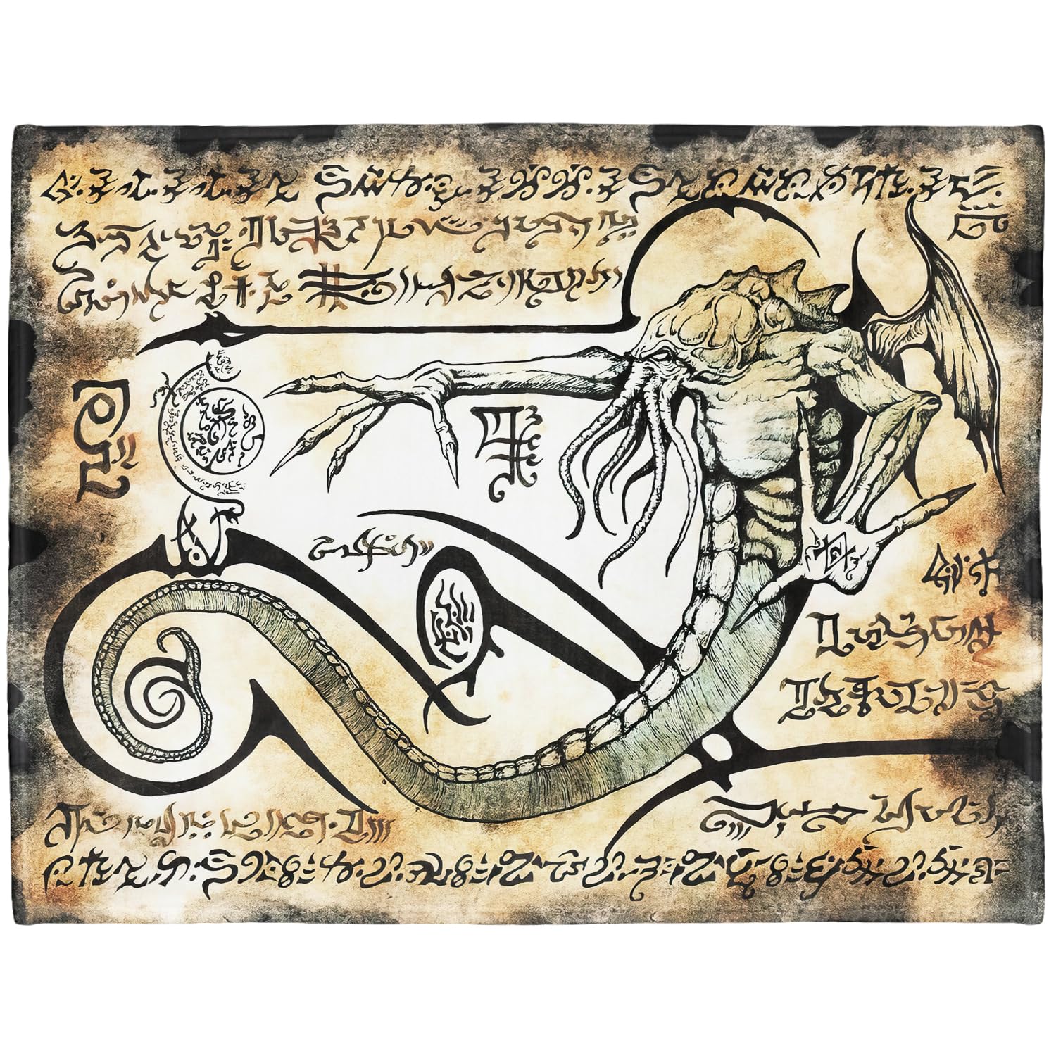 YISUMEI - Soft Fleece Blanket - The Rituals Of Cthulhu, 125 x 150 cm Throw Suitable for Sofa or Bed