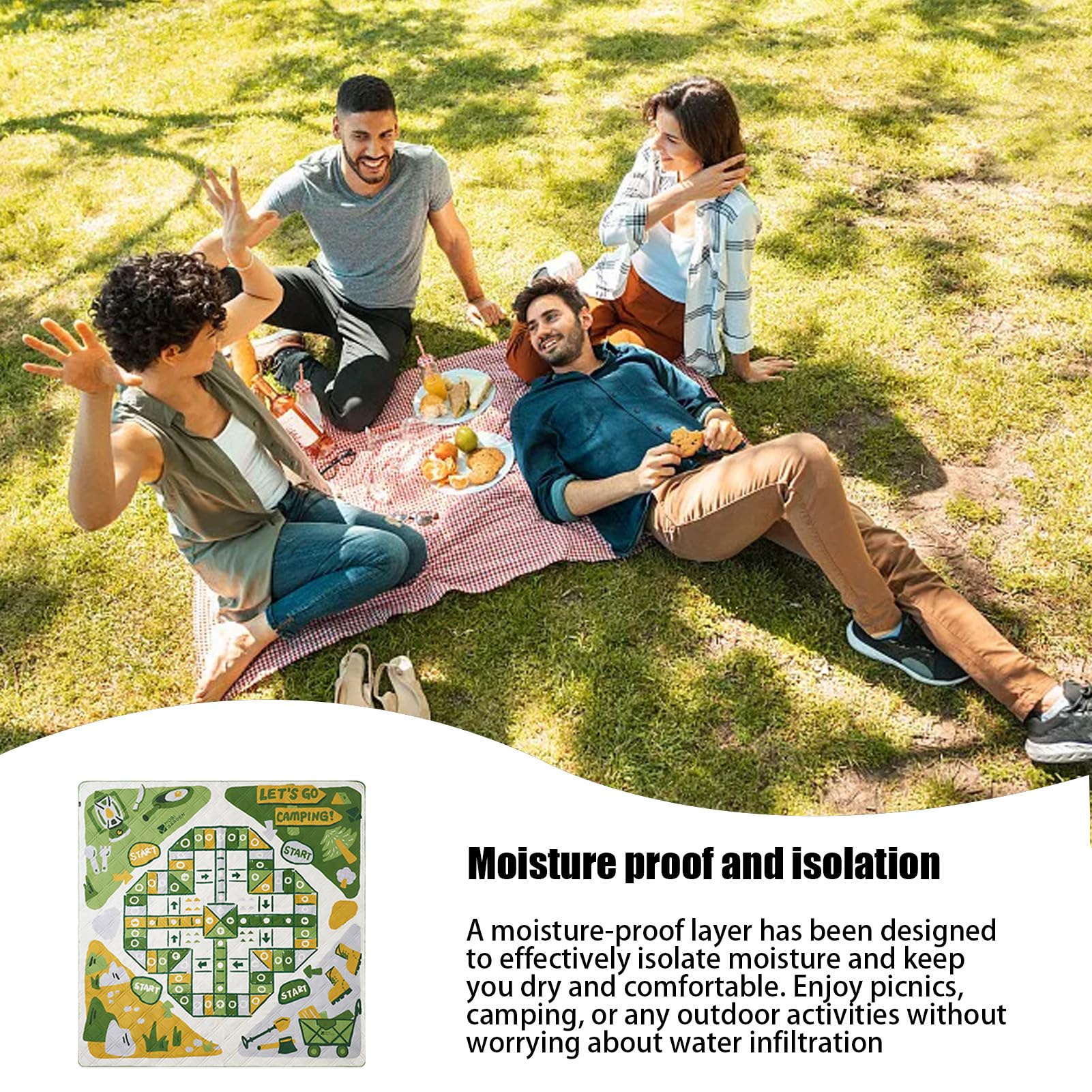 Tappetino per il Picnic Tappetino Pieghevole Imbottito per Tutte le | Coperta con Motivo a Scacchi per Picnic per Festival Musicali, Campeggio, Spiaggia e Pranzo all'Aperto