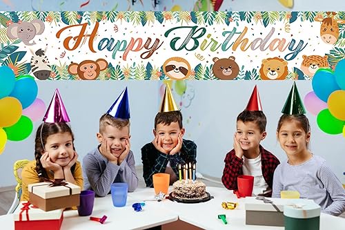 Miniatura 4 de Cartel de decoración de feliz cumpleaños para niñas, animales, feliz cumpleaños, patio, con 36 globos de látex para cumpleaños, aniversario, fiesta,