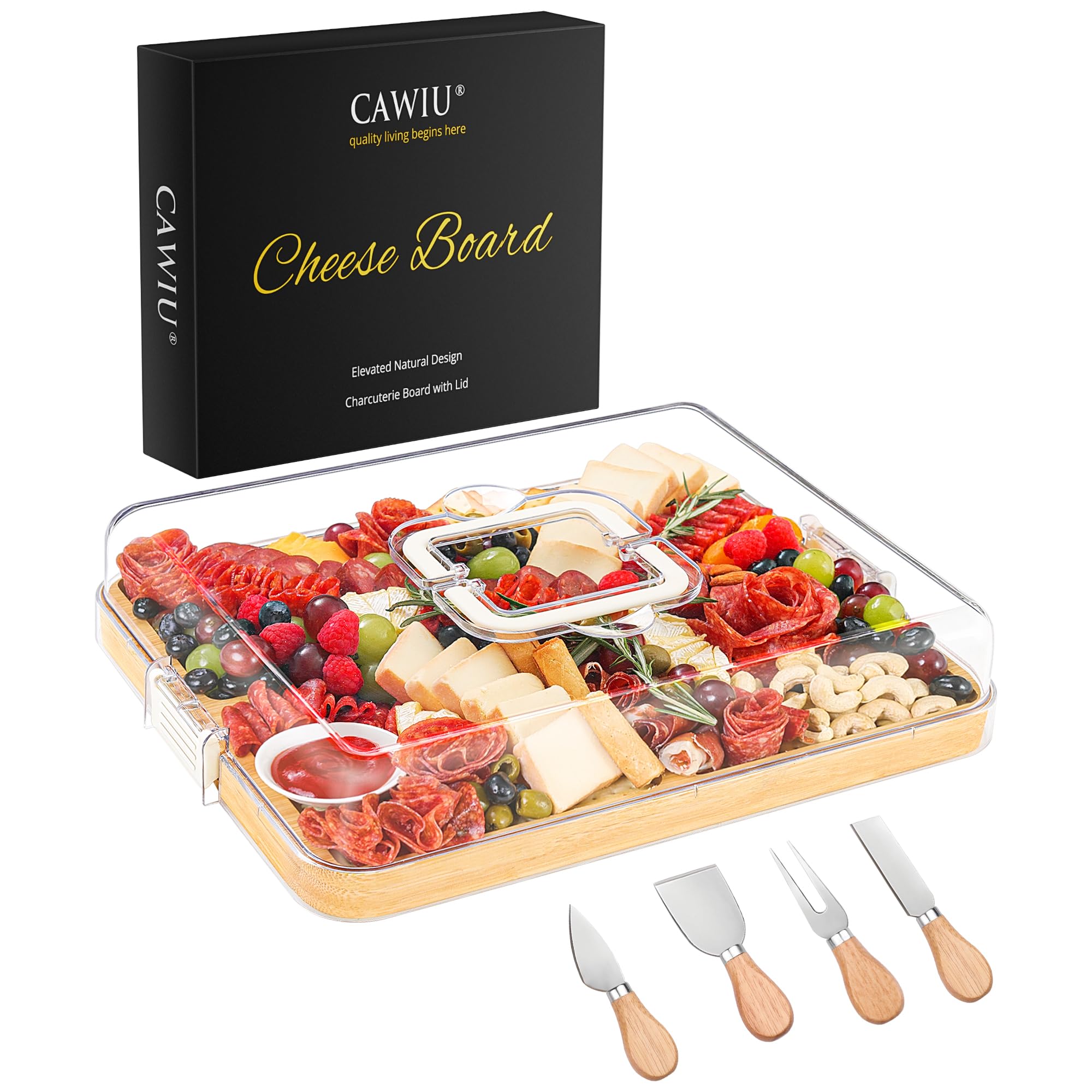 CAWIU Large Charcuterie Board with Lid