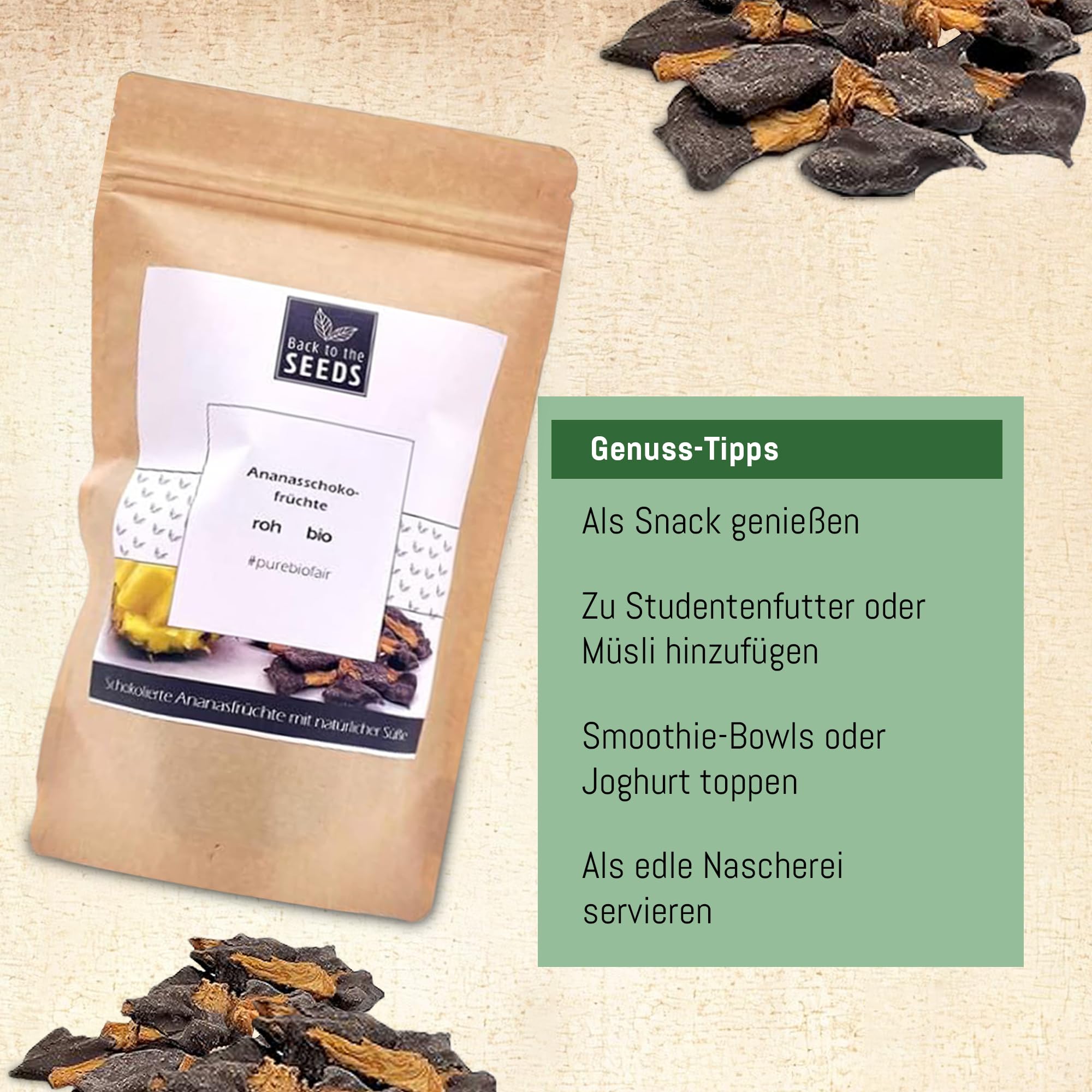 Frutas de chocolate de piña - Bio - AcanChia (400 gramos)