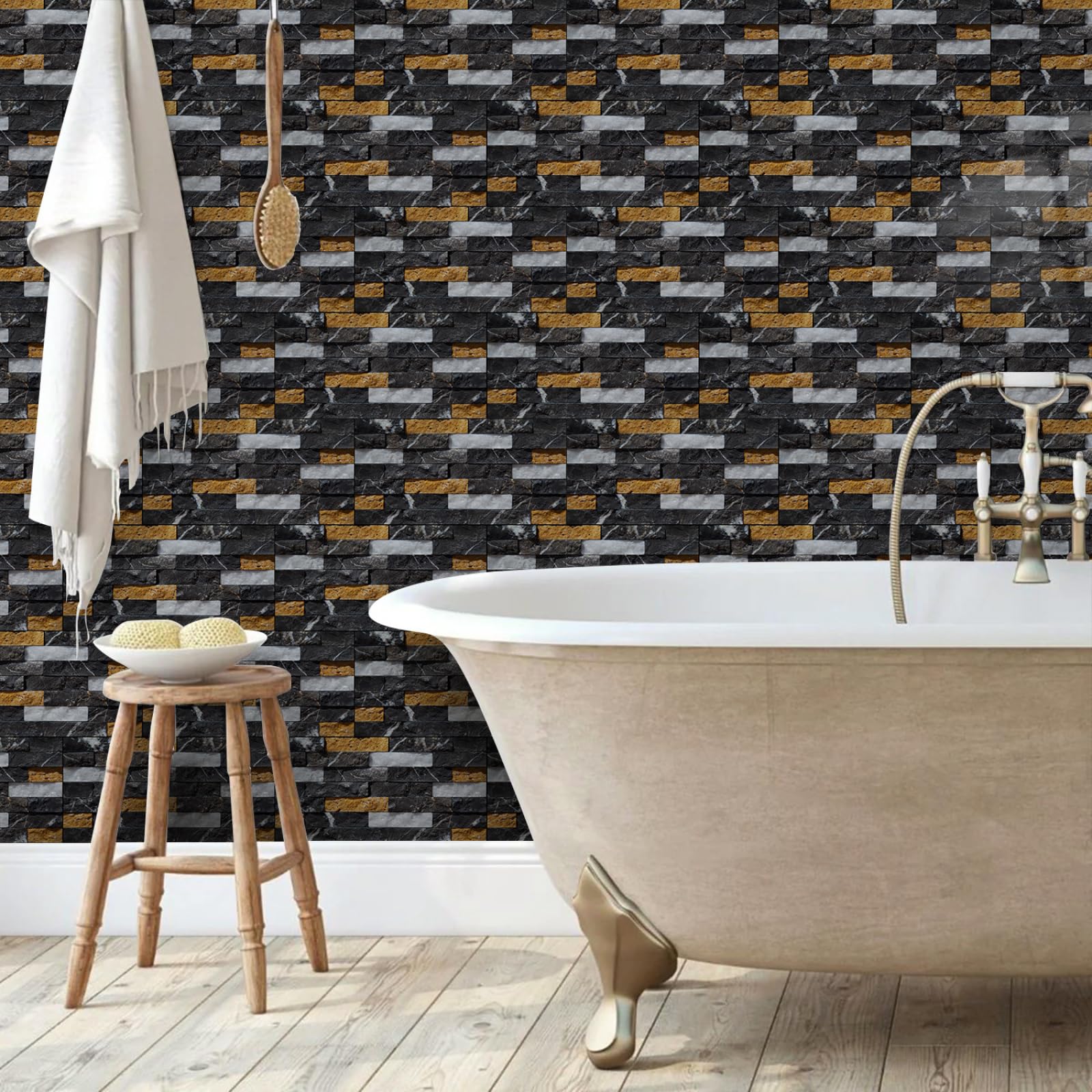 Moroccan Tile Stickers for Kitchen， Peel Stick Brick Tile Stickers 30x15cm 6/12/24Pcs Waterproof Oilproof PVC Kitchen Bath(6 Pcs/30x15cm)