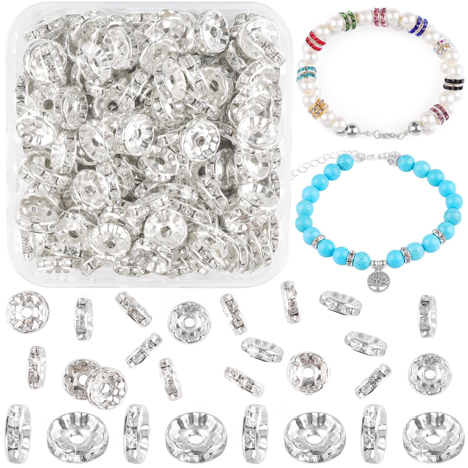 400pcs 10mm Sparkling Crystal Spacer Beads