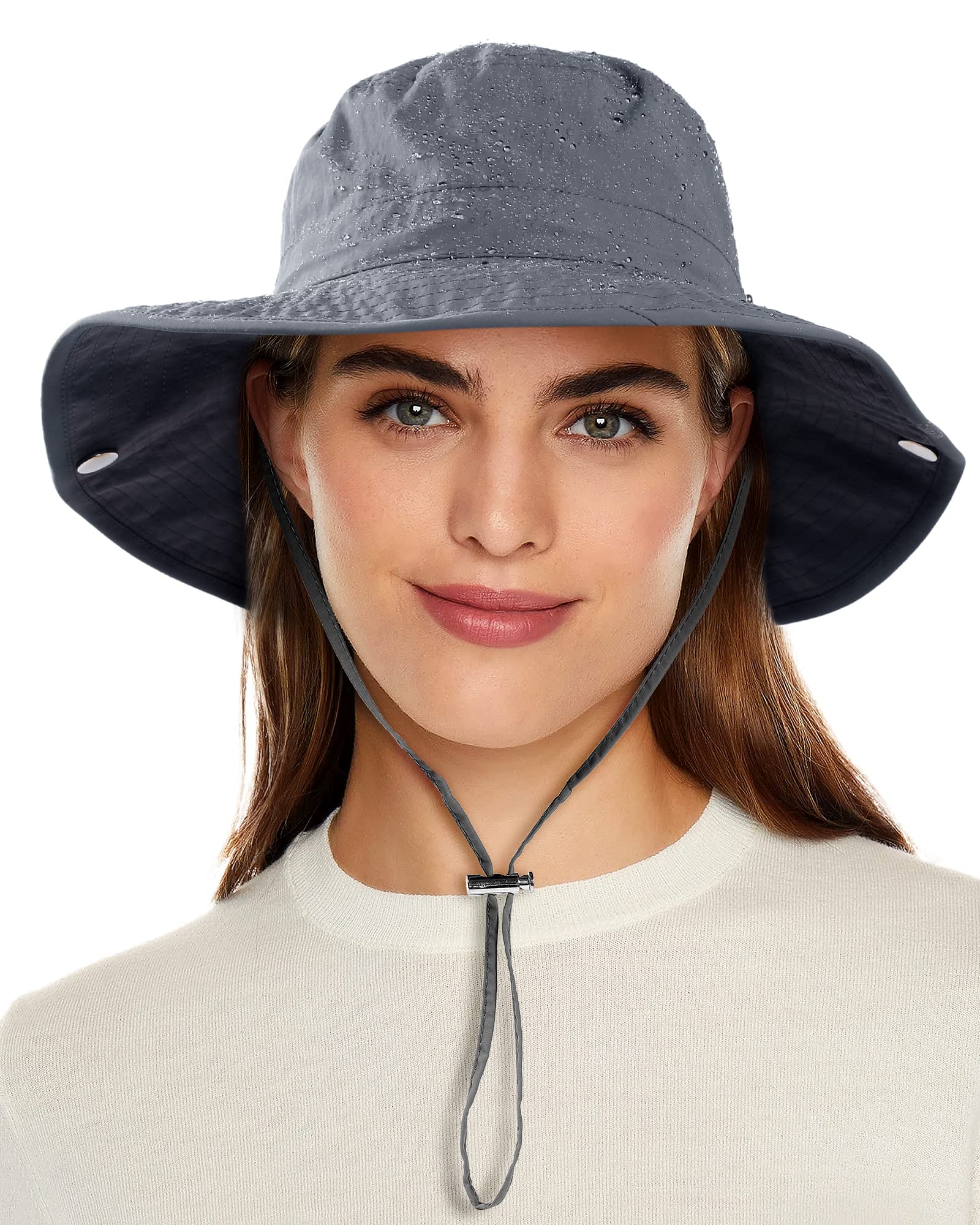 Waterproof Bucket Rain Hat for Women Wide Brim Summer UPF50+ Cowboy Sun Hat Men Foldable Soft Floppy Beach Hat