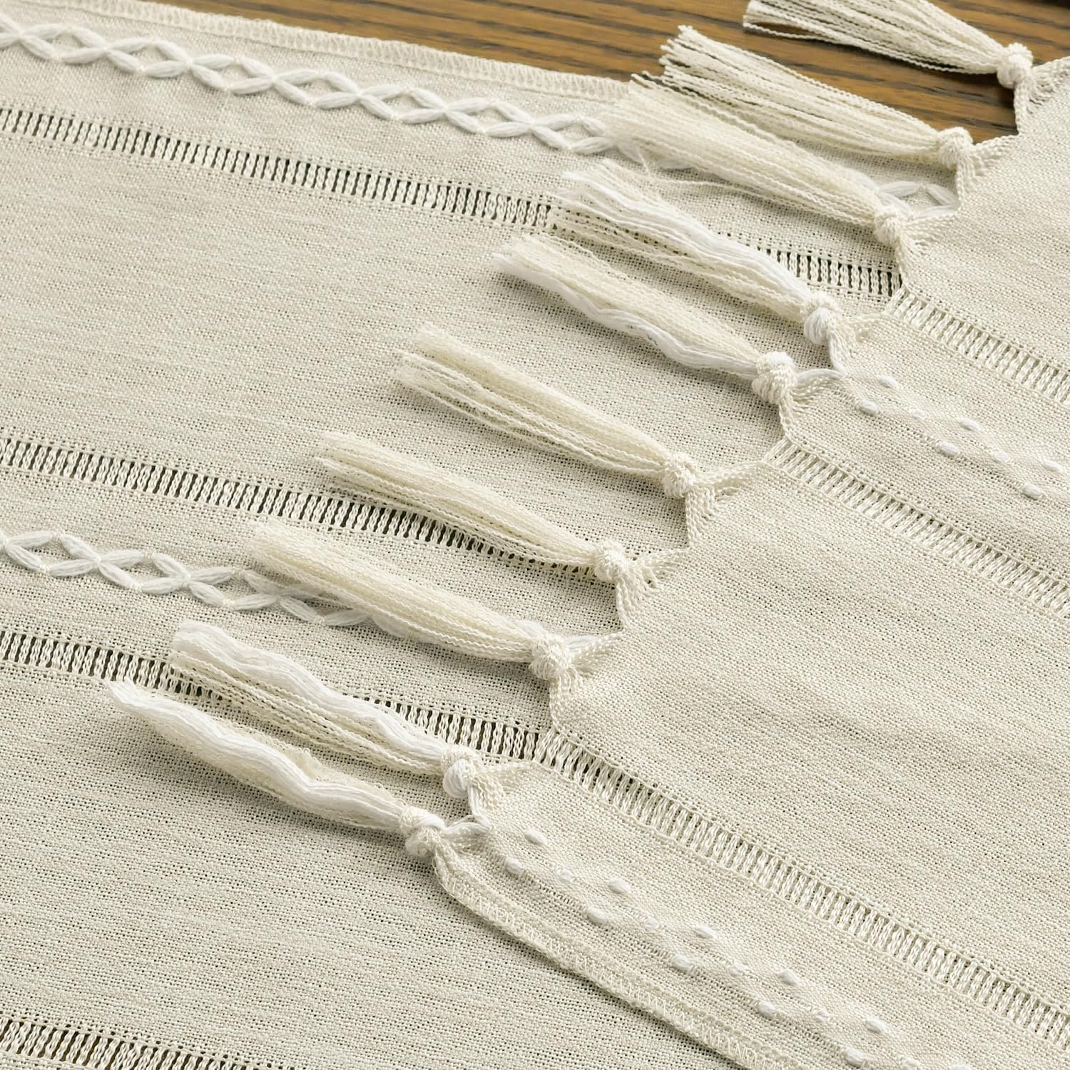 Unyqoos® Stijlvolle Crèmekleurige Tafelloper Met Kwastjes In Boho Stijl Voor Eettafel En Keuken 33 X 120 Cm Unyqoos® Stijlvolle Crèmekleurige Tafelloper Met Kwastjes In Boho Stijl Voor Eettafel En Keuken 33 X 120 Cm