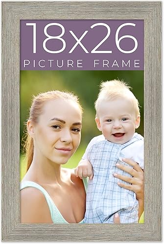 Miniatura 1 de Marco de fotos de madera real gris de 18 x 26 pulgadas de ancho de 1.5 pulgadas  Profundidad del marco interior de 0.5 pulgadas  Marco de fotos