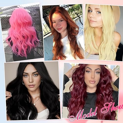 Miniatura 7 de EMMOR Long Ginger Wavy Wig for Women Lace Front Wigs Auburn Natural Looking 26 Inch Middle Part Curly Wig Heat Resistant Synthetic Wigs for Daily