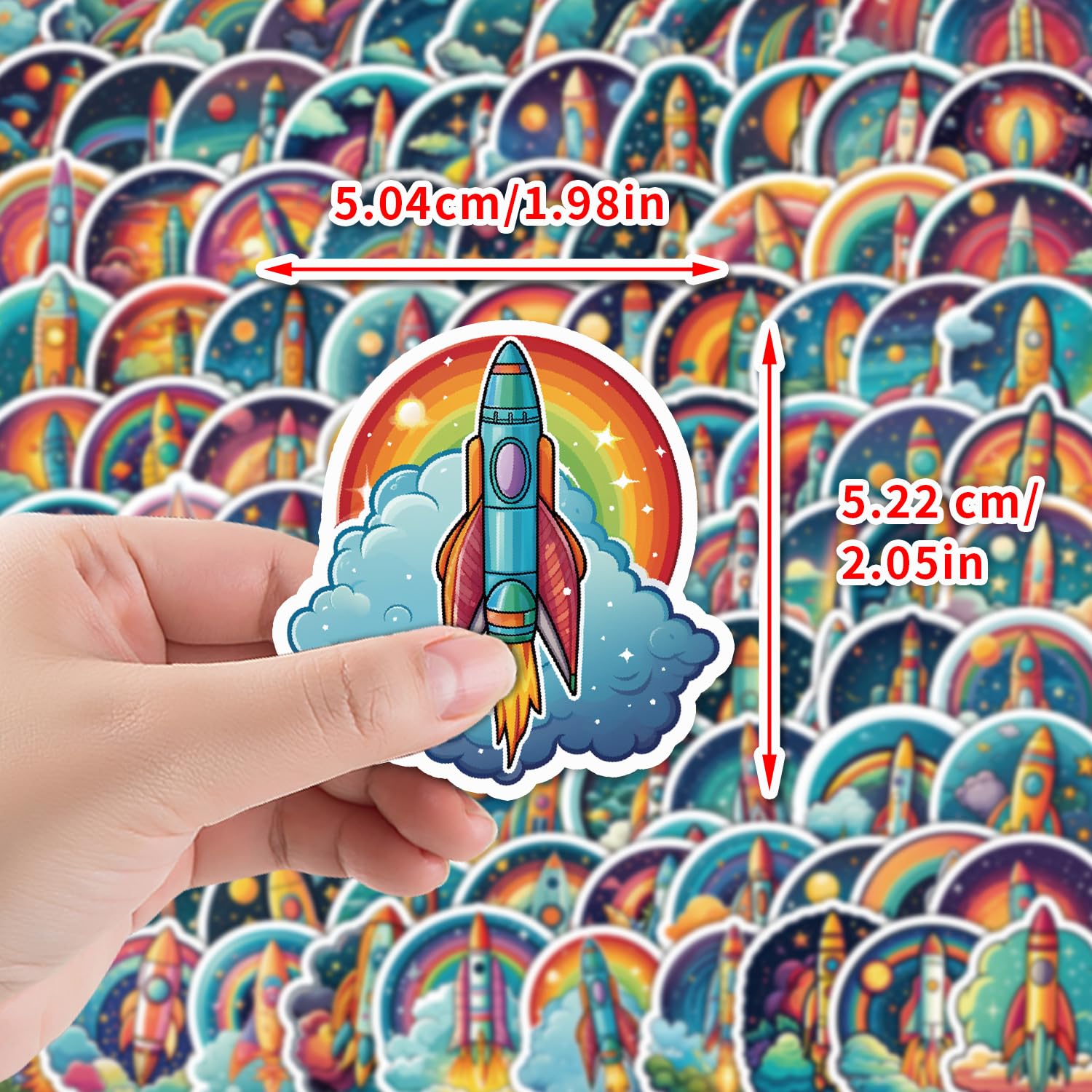 100 Pcs Outer Space Stickers for Kids Teens Adults Boys Girls Gift,Space Alien Rocket Stickers Pack for Laptop,Skateboar,Luggage,Car,Bike - Image 3