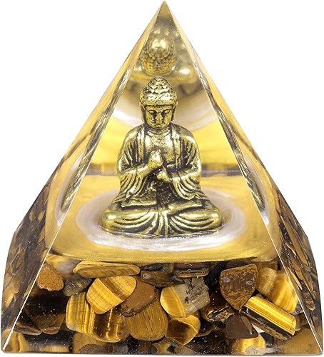 mookaitedecor Estatua de Buda de latón pirámide de cristal de orgón con piedras de ojo de tigre, generador de energía de orgonita para protección, mookaitedecor Estatua de Buda de latón pirámide de cristal de orgón con piedras de ojo de tigre, generador de energía de orgonita para protección,