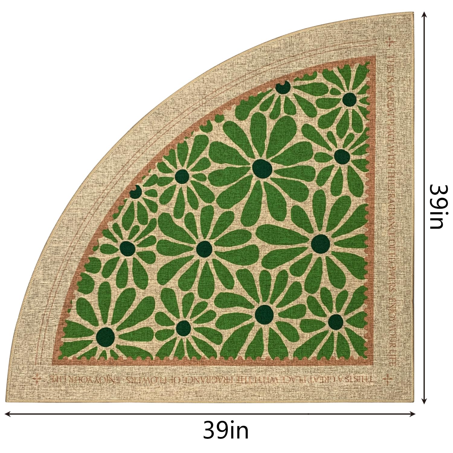SHIYUE Tappeto angolare triangolare, lavabile, antiscivolo, in gomma morbida, per lavello, bagno e camera da letto, tappetino per lavanderia (99 cm, fiore verde)