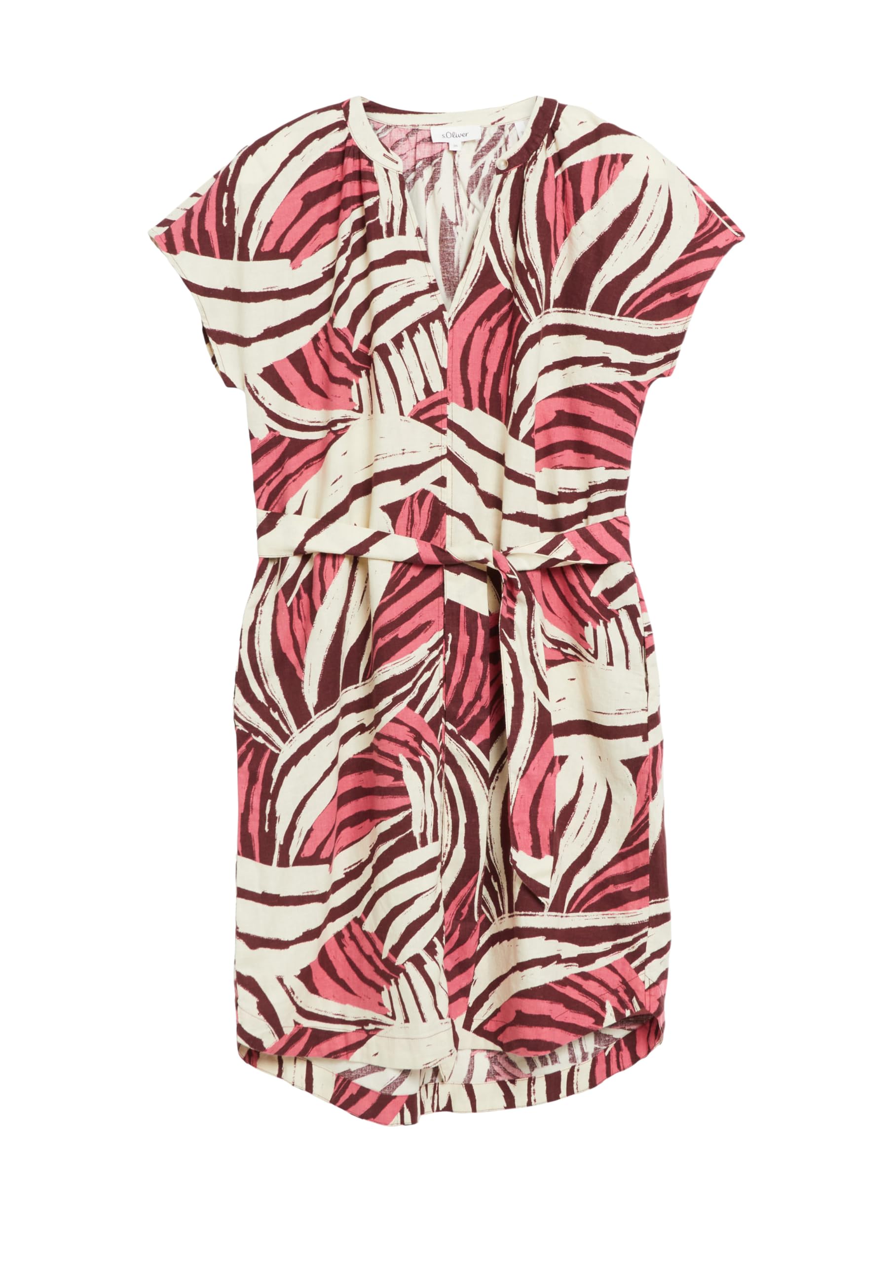 s.Oliver Damen 2179143 Kleid mit Bindegürtel aus Leinenmix (1er Pack)