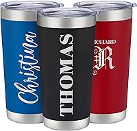 Personalized 20oz Tumbler Engraved Name Black Stainless Steel - Vacuum Insulated Travel Mug Slider Lid Custom Gift Birthday Christmas