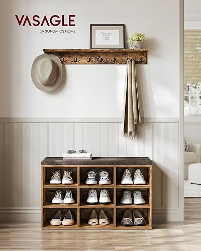 Miniatura 82 de VASAGLE - ULHS15BX Banco para guardar zapatos, con cojín y 15 compartimentos, mueble para almacenar calzado que soporta hasta 440 libras, para el