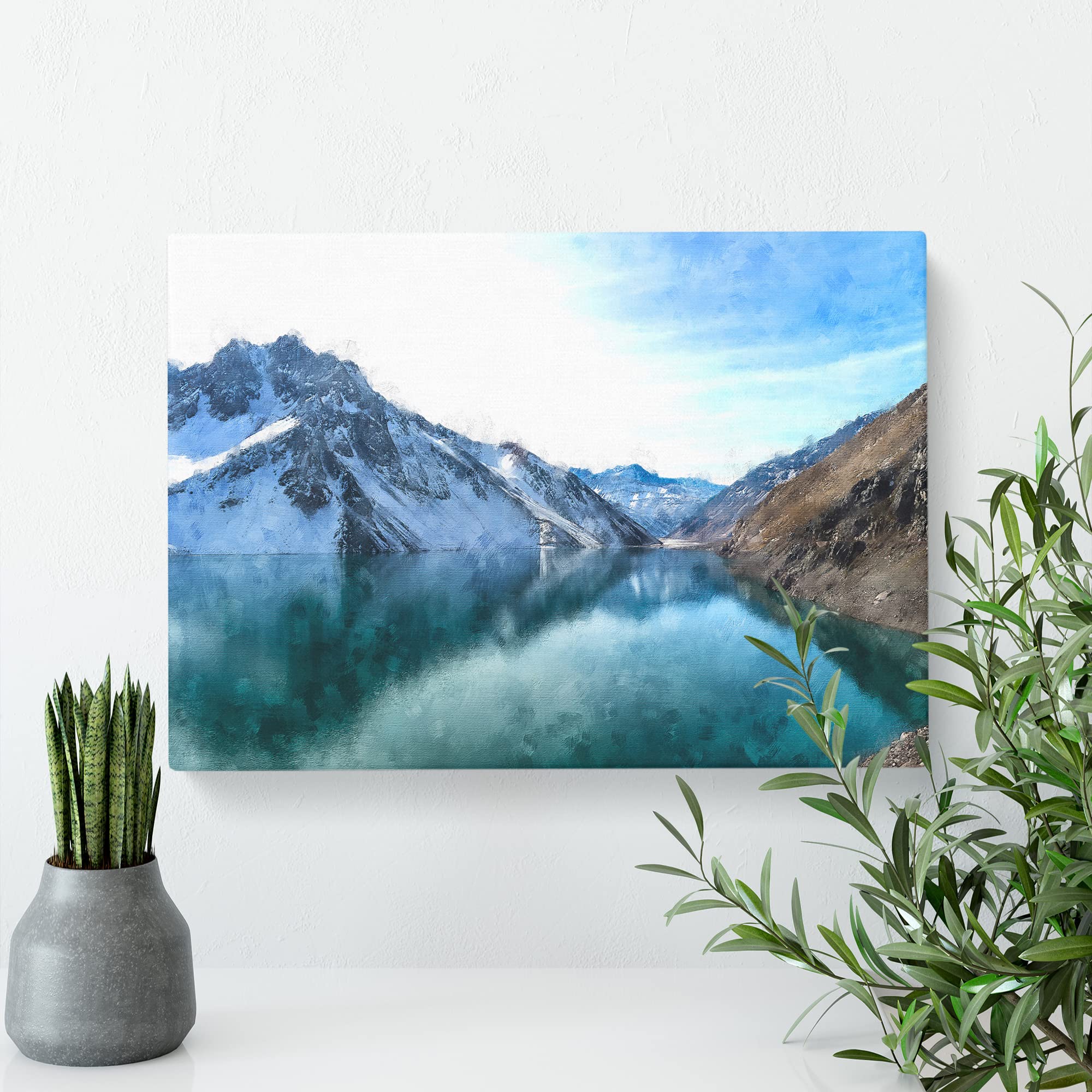 El Yeso Dam Reservoir In Chile Canvas Print, Mixed, 25L x 50W cm - Image 3