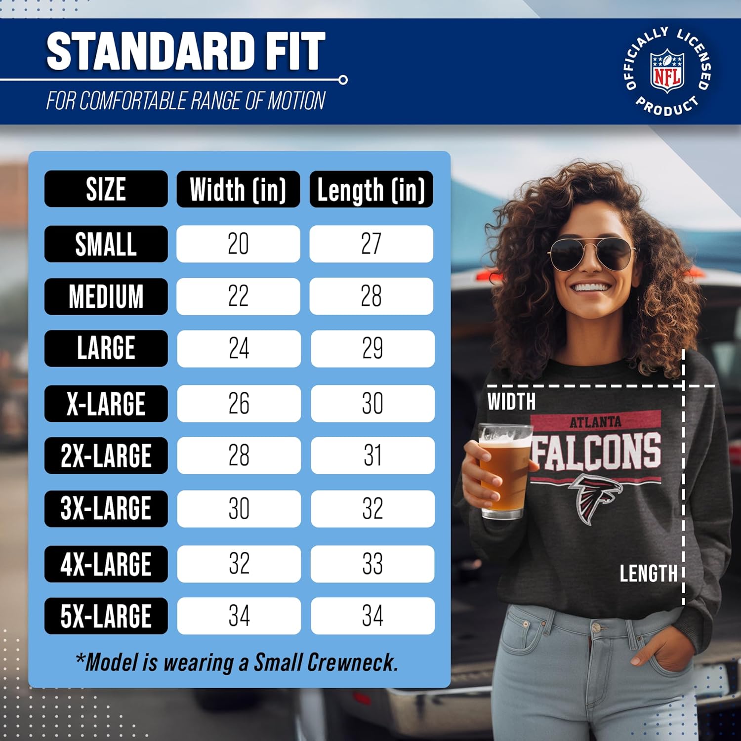 Team Fan Apparel NFL Adult Long Sleeve Team Block Charcoal Crewnec