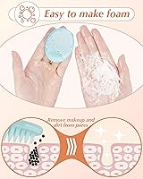 Vista 3 de Exfoliante facial, 8 unidades de silicona para mujeres, cepillo de limpieza facial, almohadilla de poros para acné para limpieza profunda, cuidado