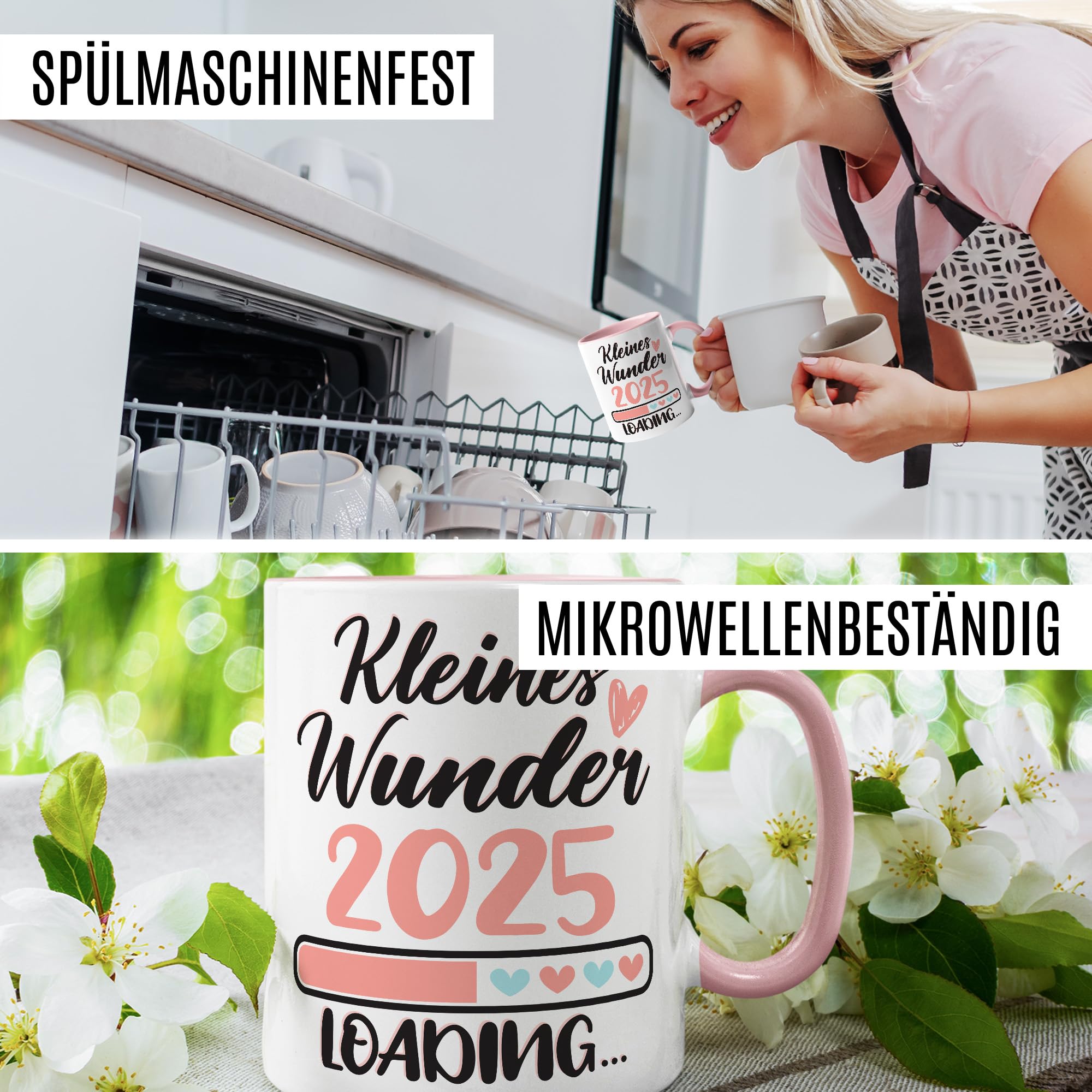 Tasse 'Mama 2025 Loading' – Geschenk Für Schwangere, 330 Ml, Spülmaschinenfest