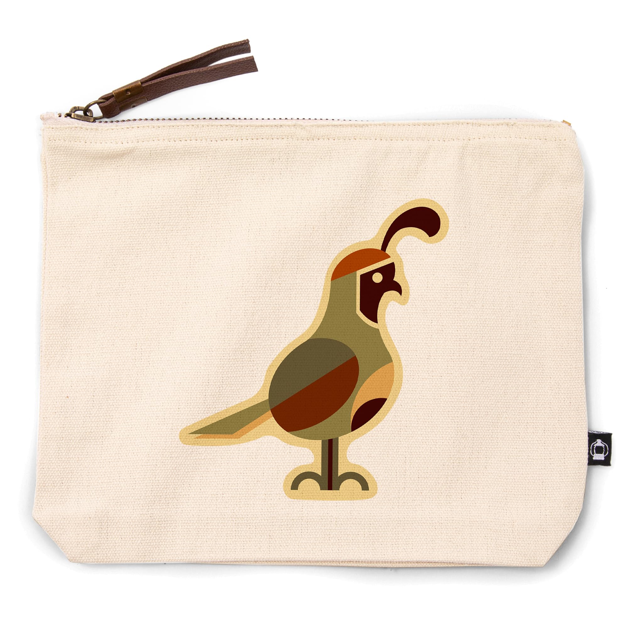 Lantern Press Quail, Geometric, 100% Cotton Zipper Pouch, Travel Accessory, Go Bag