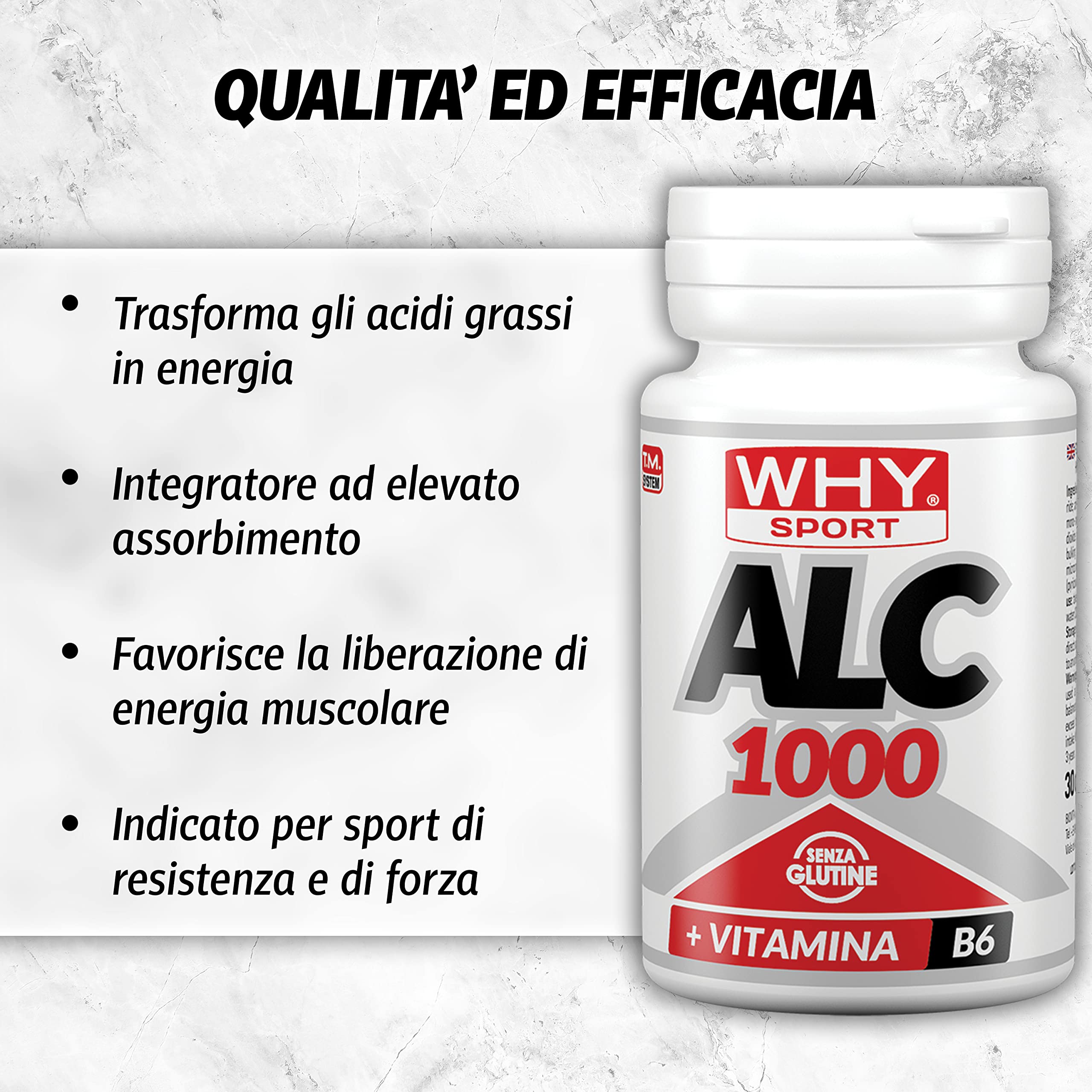 WHY SPORT ALC 1000 - Integratore Alimentare Energetico a Base di Acetil l-carnitina - 60 Compresse