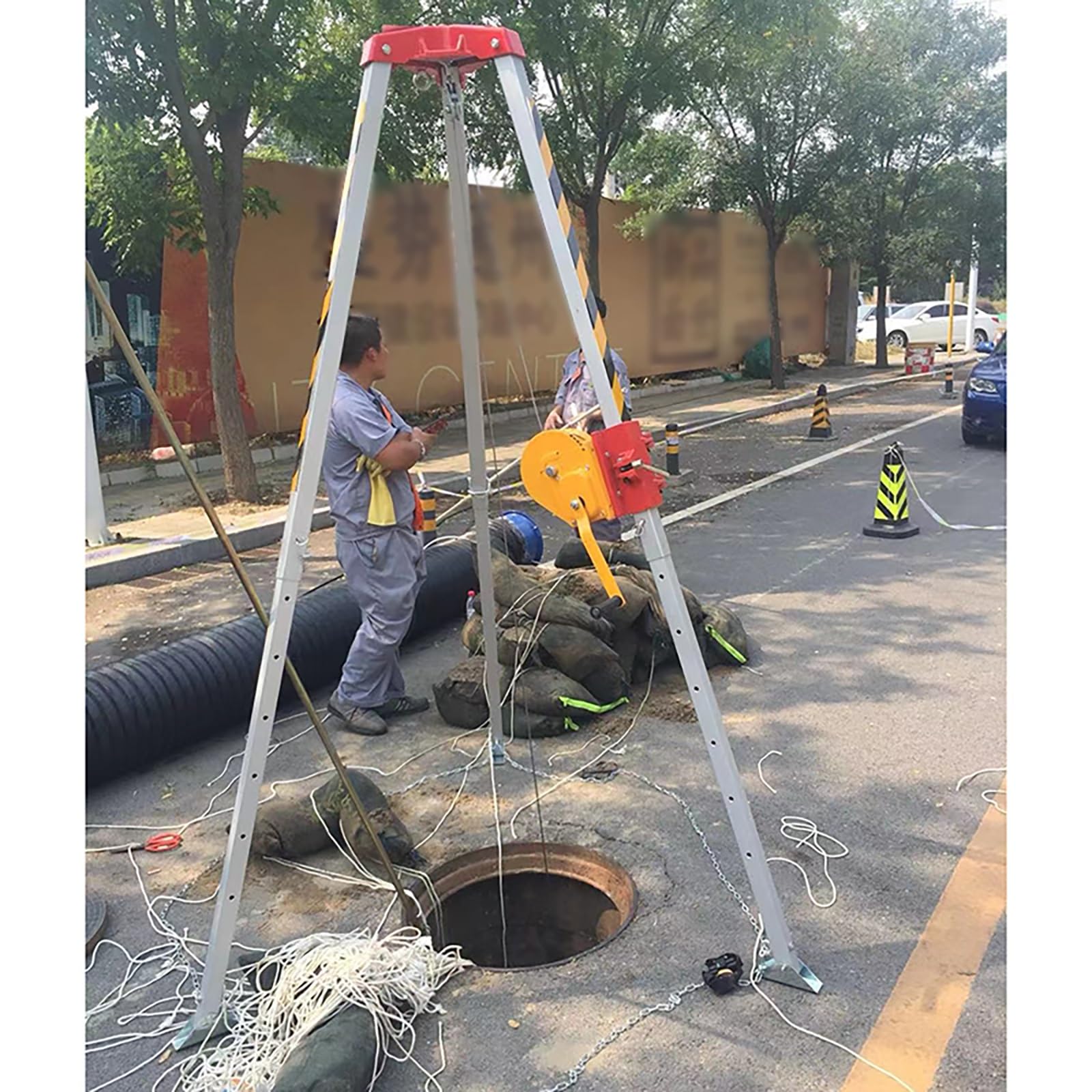 Ytbhshxz One Color Rescue Tripod, Narrow Hoist Tripod For Deep Wellhead/Manhole/Cellars/Sewer, Emergency Rescue(2600Lbs Winch)