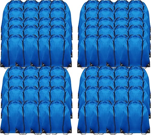 Paquete de 72 bolsas de mochila con cordón, bolsas con cordón, bolsas de cincha a granel, bolsa de gimnasio, bolsa de cuerda, mochila a granel, Azul