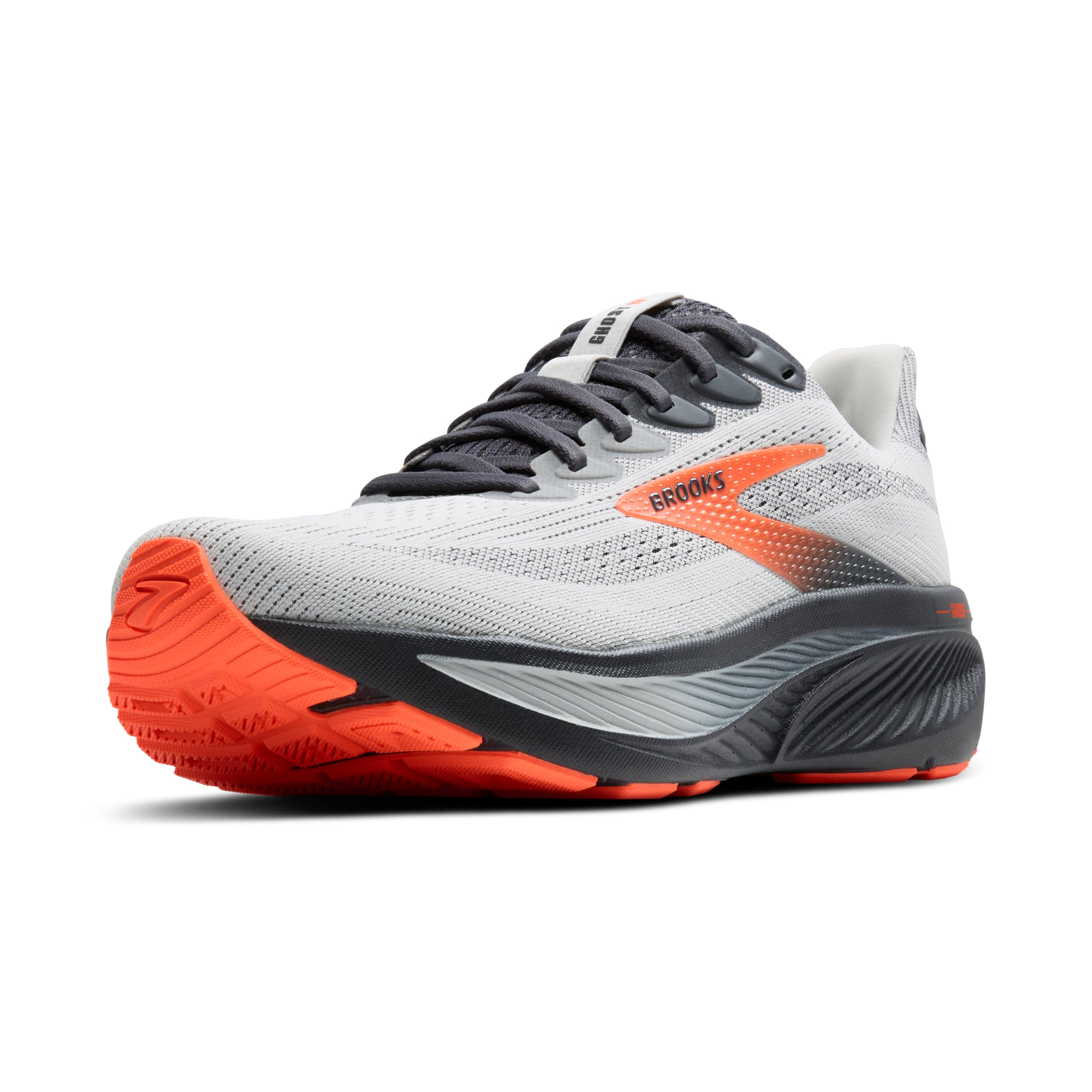 Brooks Ghost 17 mens Sneaker 49 EU Wide Oyster Mushroom/Orange/Ebony