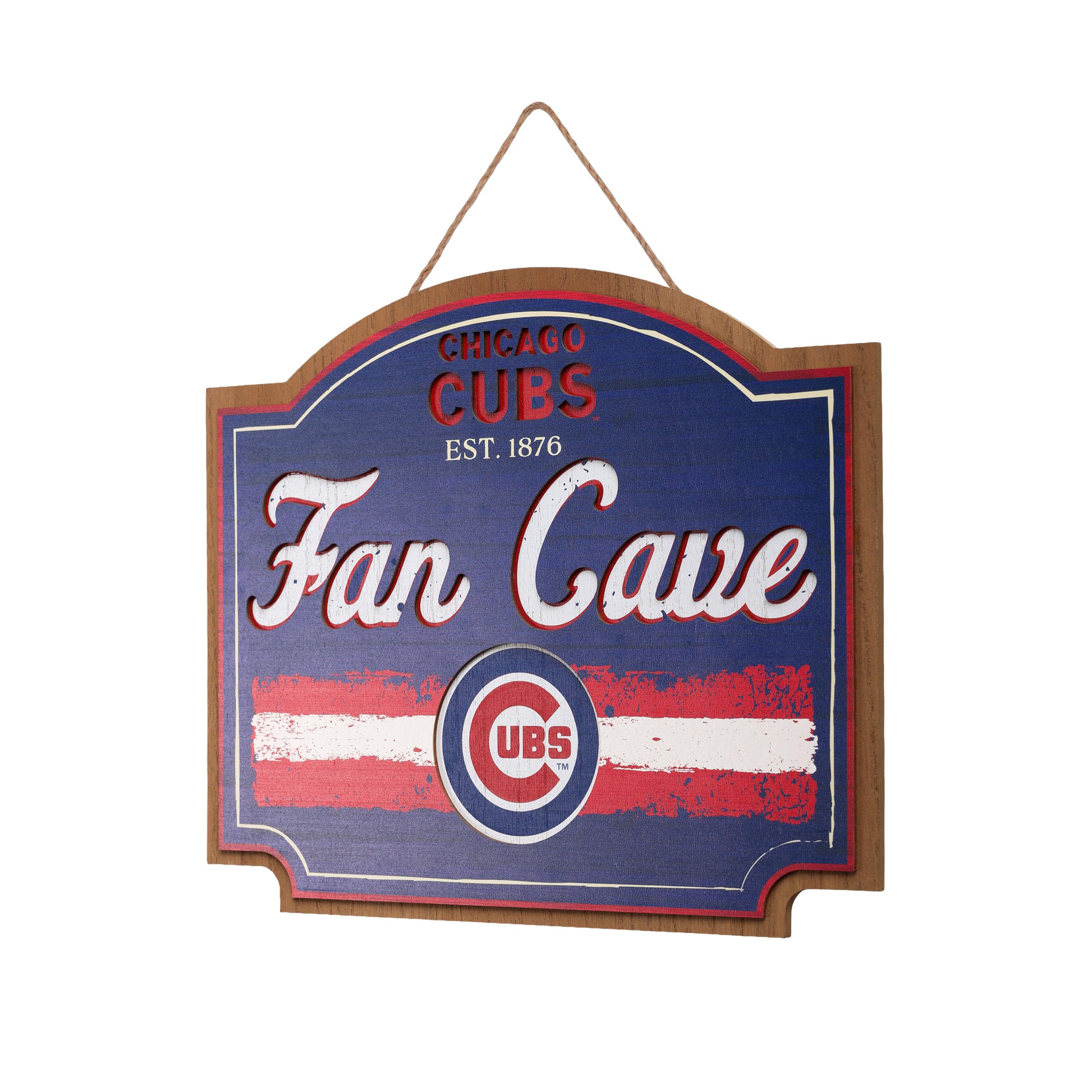 FOCO MLB Official Primary Logo Wordmark Established 15" Fan Cave Wall Sign (Chicago Cubs, One Size)