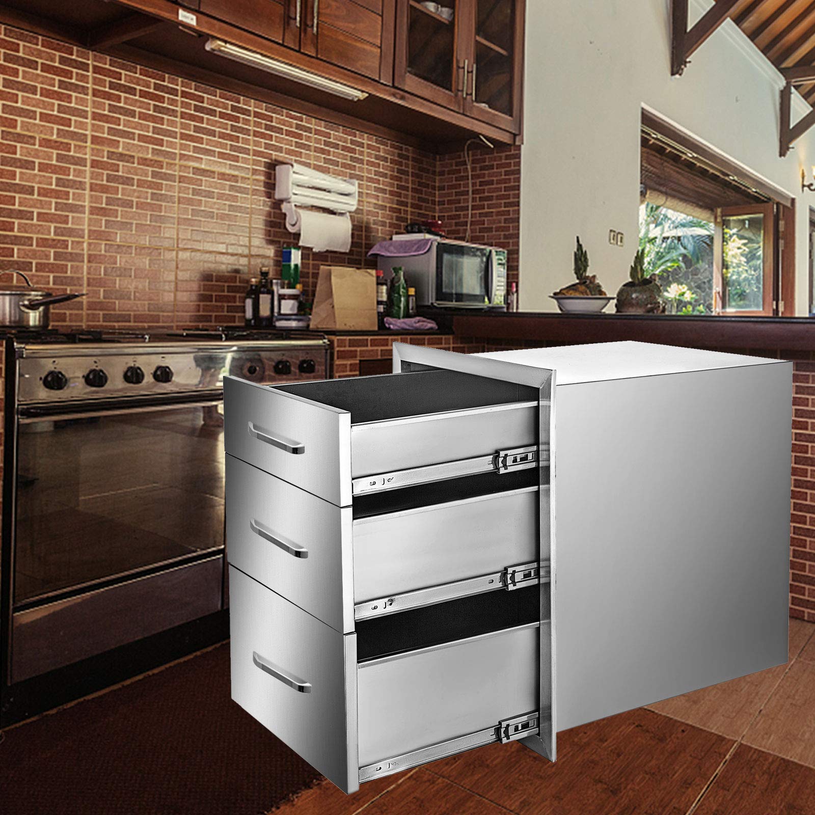 Mophorn 14x20.3 Inch Outdoor Kitchen Drawers Stainless Steel, Flush