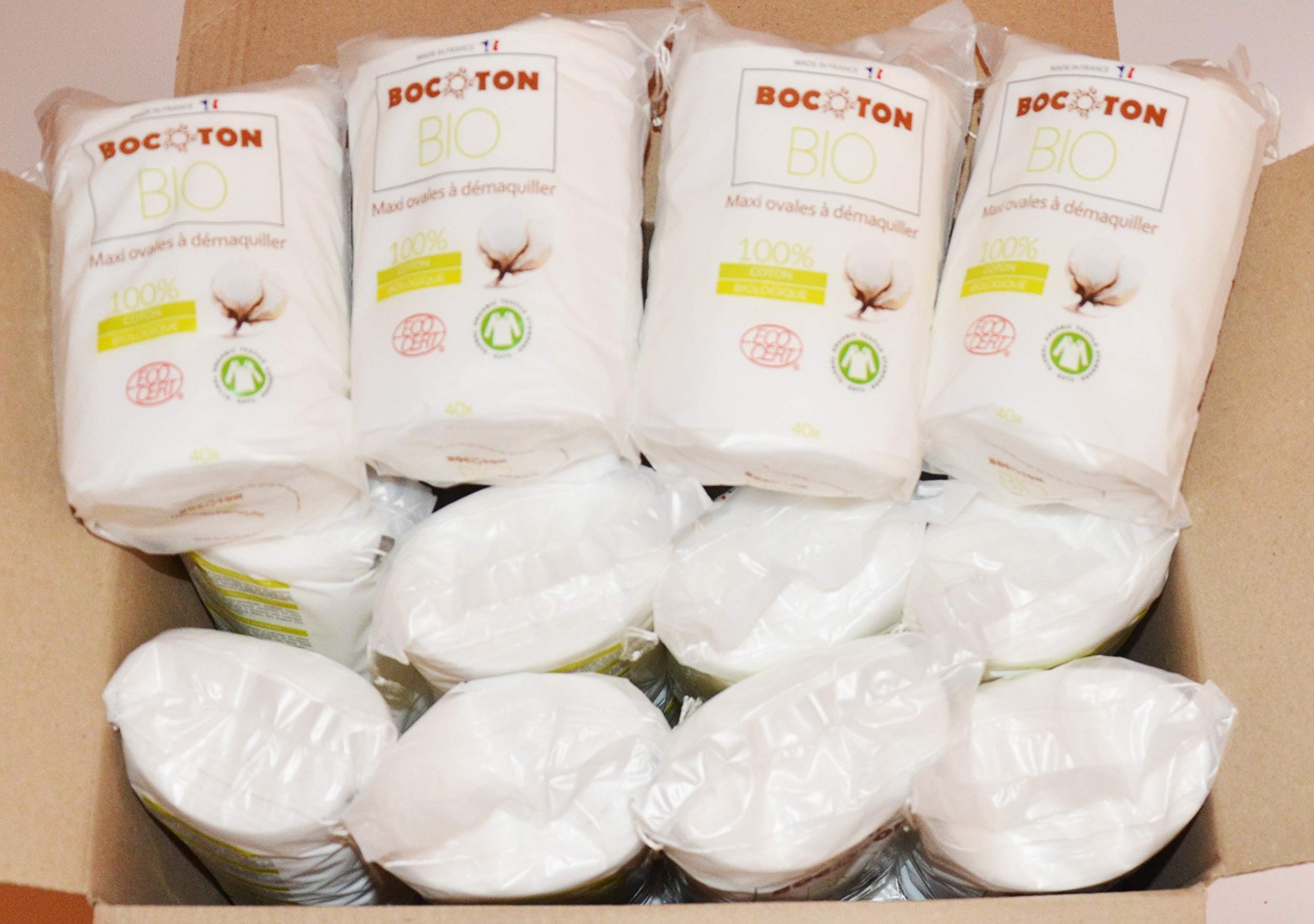 Paquete 960 Maxi ovalado para desmaquillar, 100% algodón orgánico certificado Ecocert, más suave que un algodón lavable, económico y práctico, para uso cosmético y cuidado de la piel