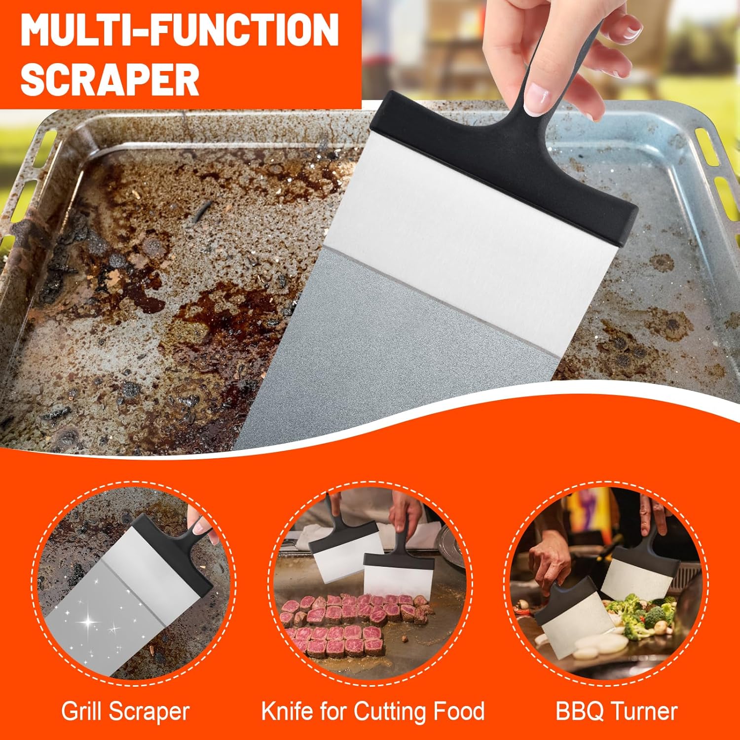 21 Pieces Griddle Cleaning Kit for Blackstone, Flat Top Grill Cleaning Accessories with Silicone Spatula Mat, Scraper, Grill Stone & Scouring Pads with Handle, Cleaning Gloves, Cleaning Towel - Image 2