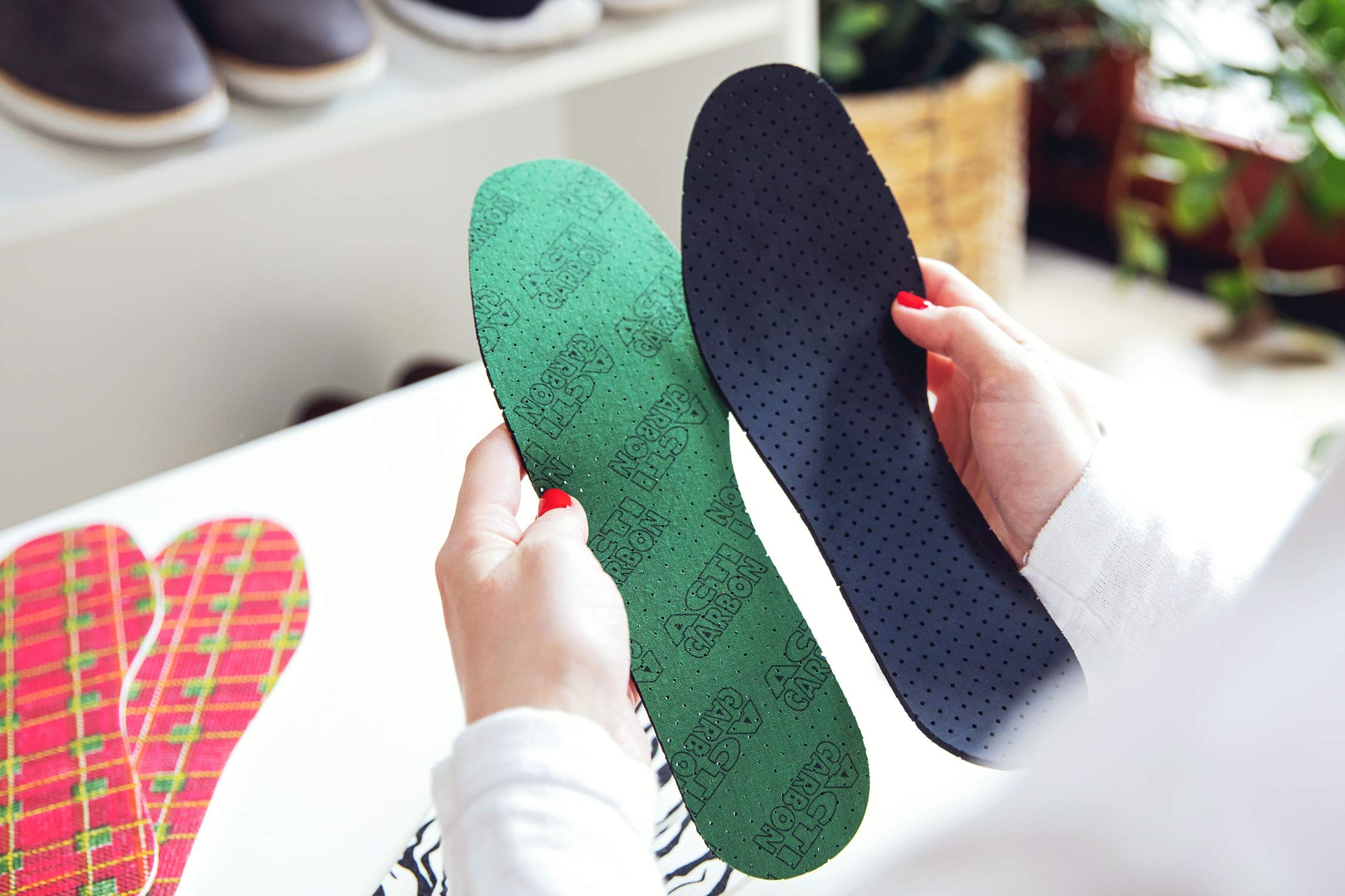 Plantillas Zapatos Carbón Activado, Paquete de 6 Pares Unisex, Absorción de Olores, Kaps 42 EUR Verde