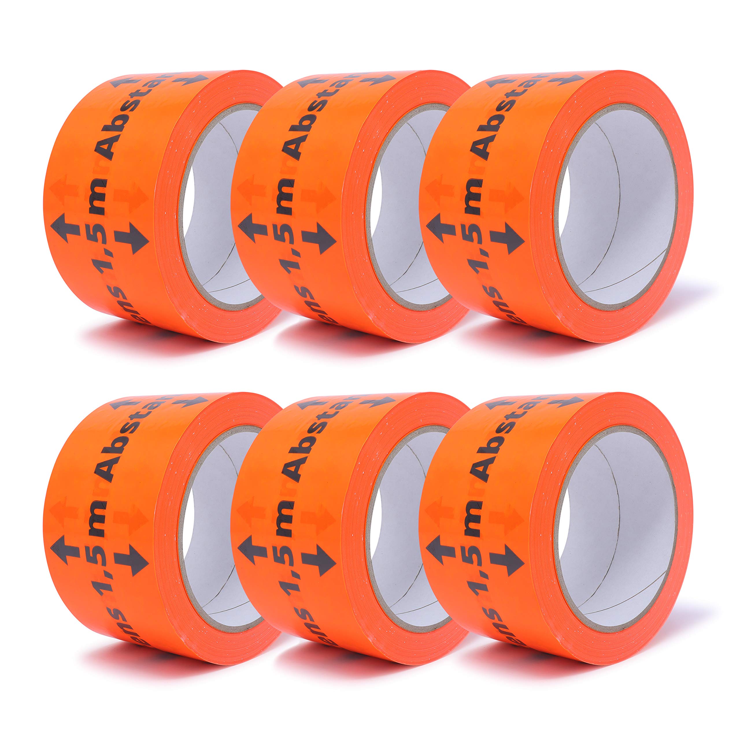 gws Lot de 6 rouleaux de ruban adhésif de signalisation de 1,5 m - En PVC orange - Qualité professionnelle - 60 mm x 66 m