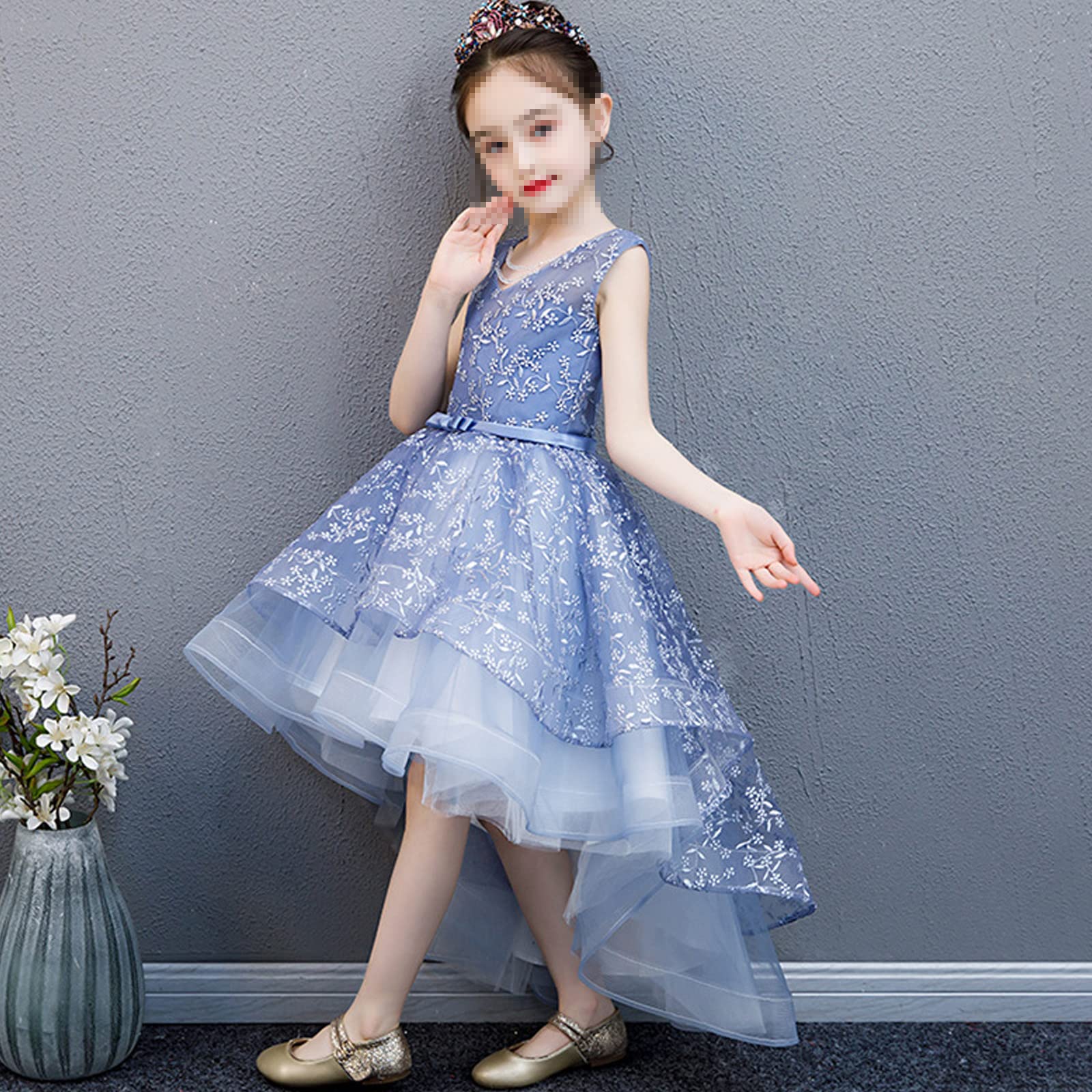 Mädchen Kleid Prinzessin Kostüm Party Outfit Ärmelloses Nachlaufend Tanzkleid Prinzessin Tulle Kleid Prinzessin Tutu Charmant Für Hochzeits Tolles Geschenk Für Ihre Familienfreunde,Rosa,6—7