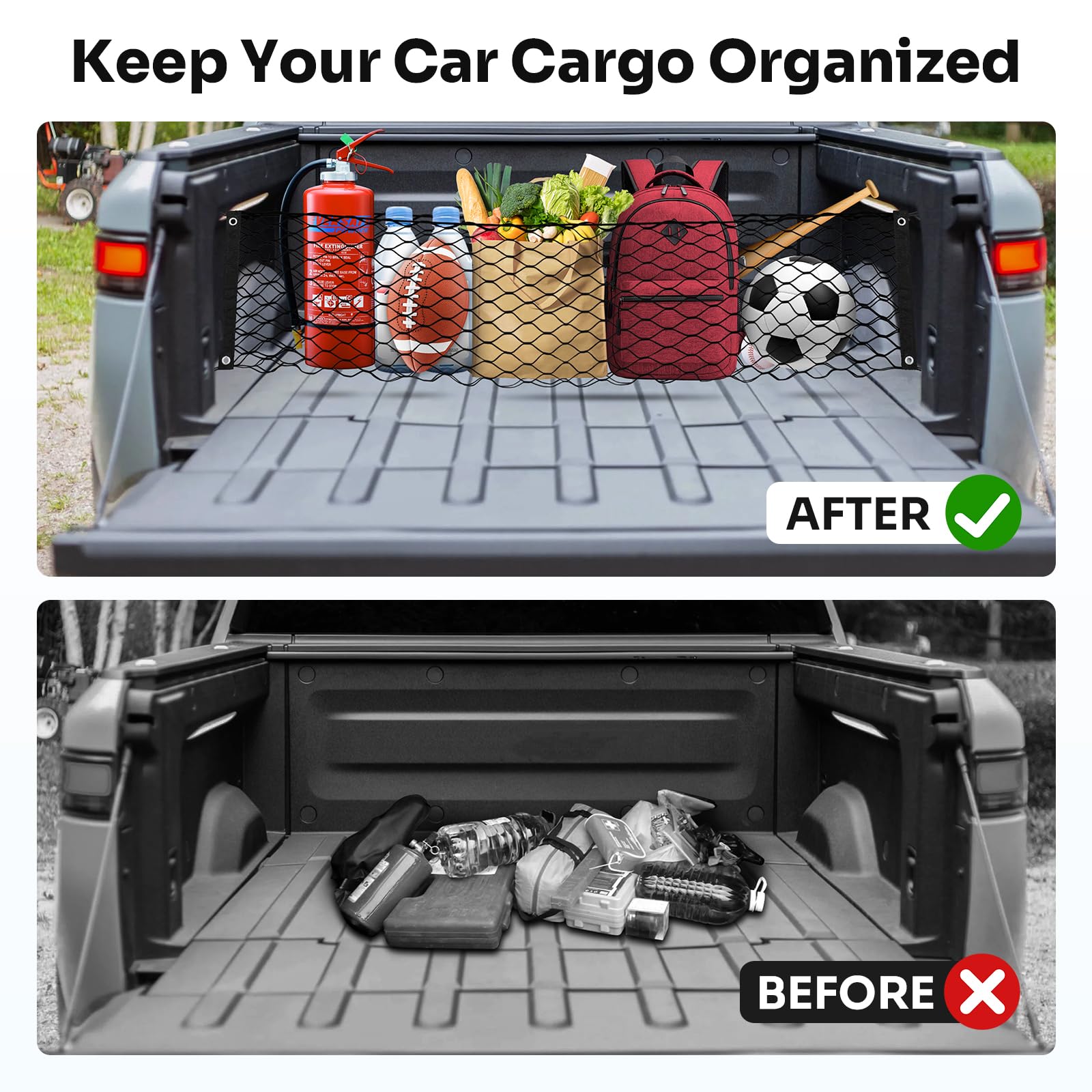 Cargo Net For Rivian R1t Snapklik.com : Canvcle Truck Bed Cargo Net For 2022-2025 2026 Rivian ...