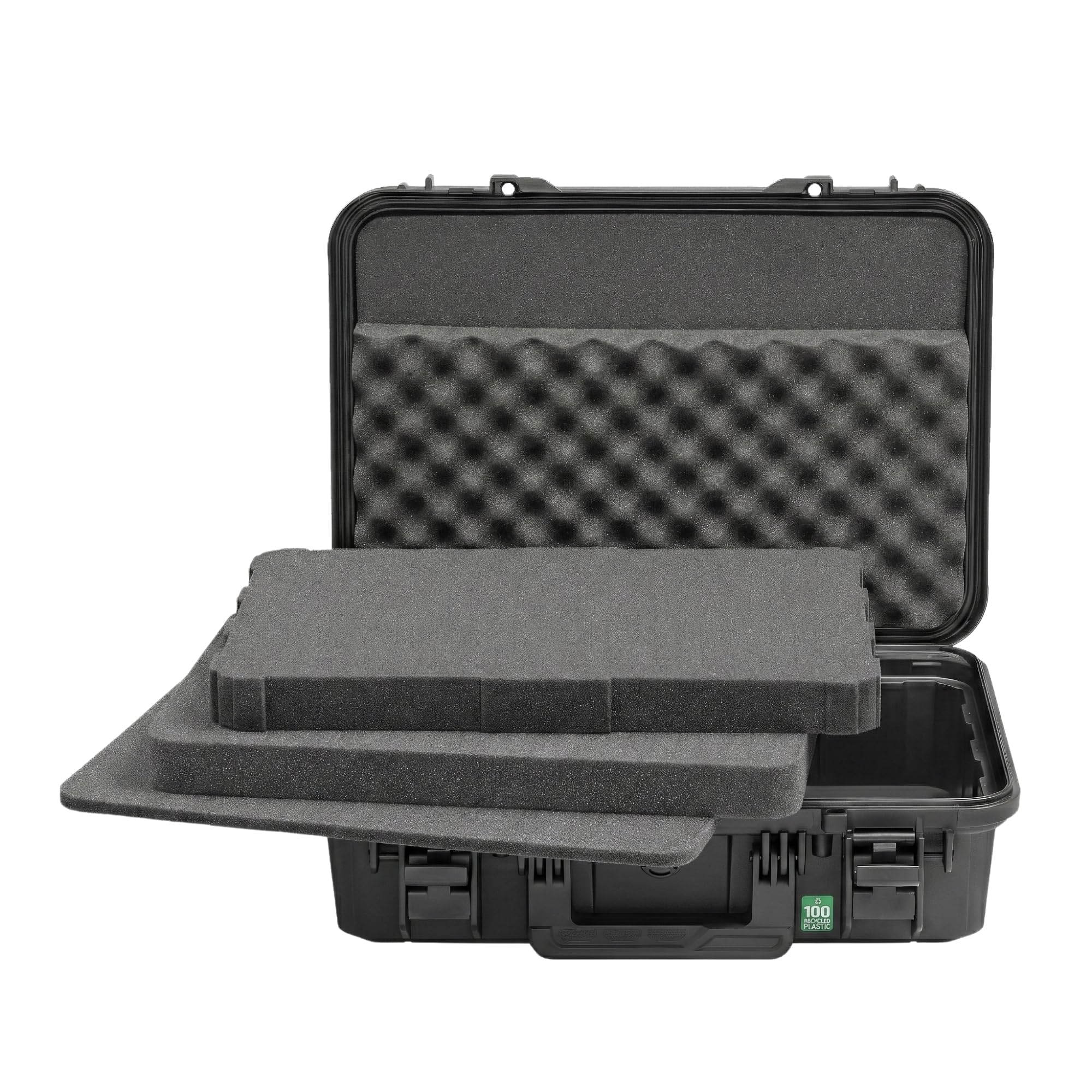 Valigetta TOMcase per notebook/laptop e accessori – valigetta rigida ECO impermeabile con tasca portadocumenti e schiuma espansa a griglia/a cubetti per 11-15 pollici da esterno – Prodotto in EU