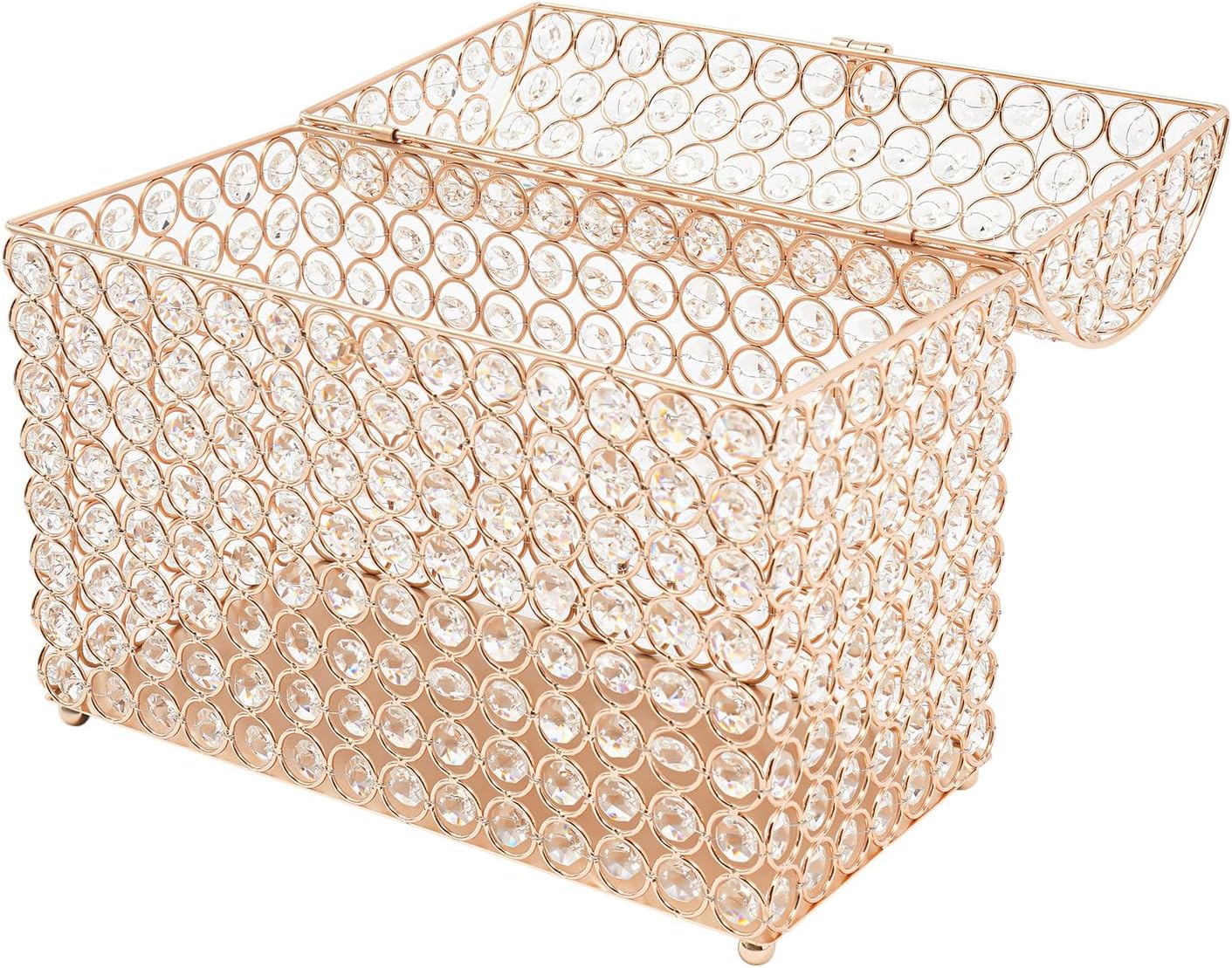 Golden Wedding Card Box with Heart Lock - Money Card Box for Special Occasions - for Wedding and Engagement - Elegant Crystal Design