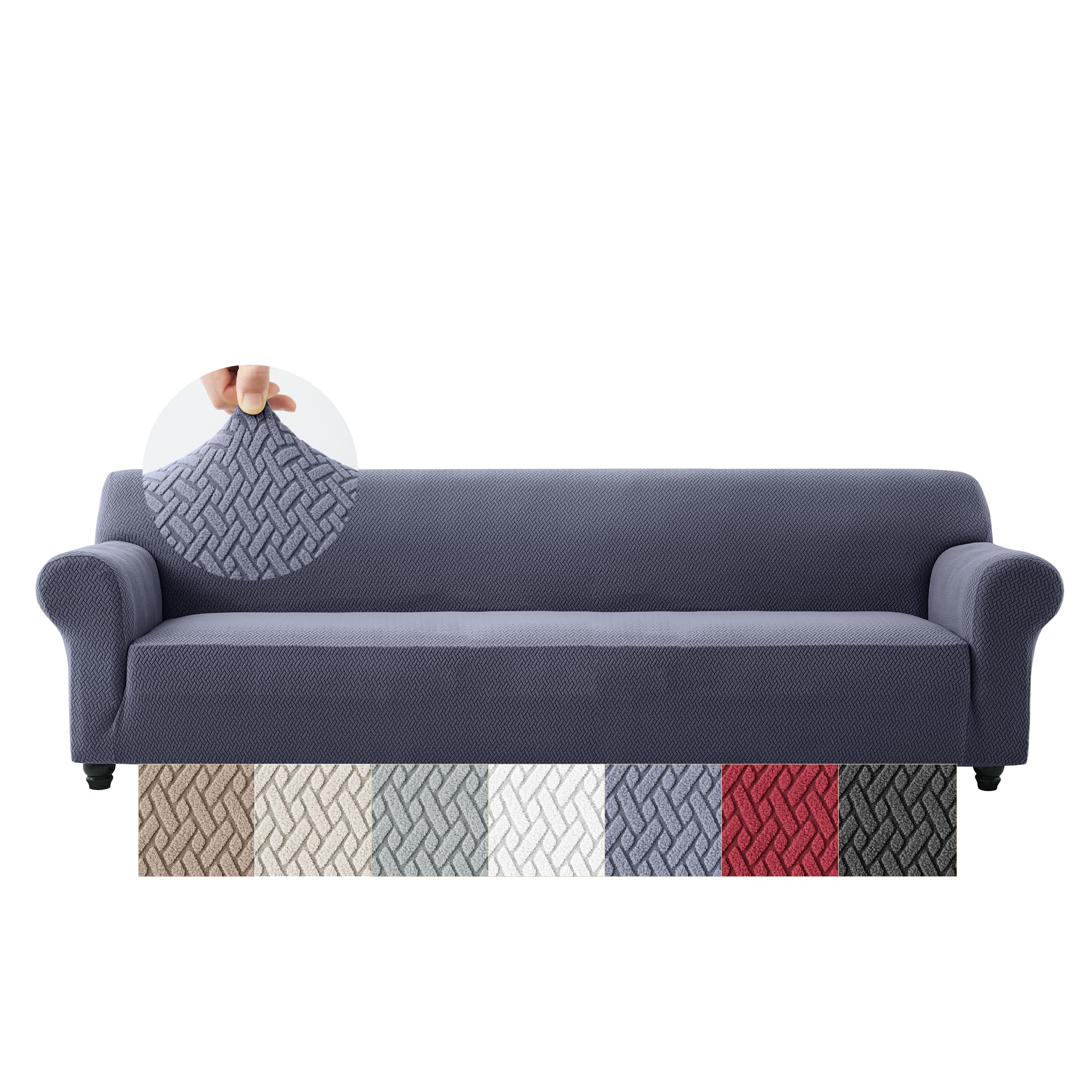 Moonlight Bedding Blue Grey High Stretch Navy Sofa Covers 4 Seater Super Soft Extra Large Couch Covers For Dogs Pets Cats Spandex Elastic Fit T Shaped Non Slip Sofa Cover