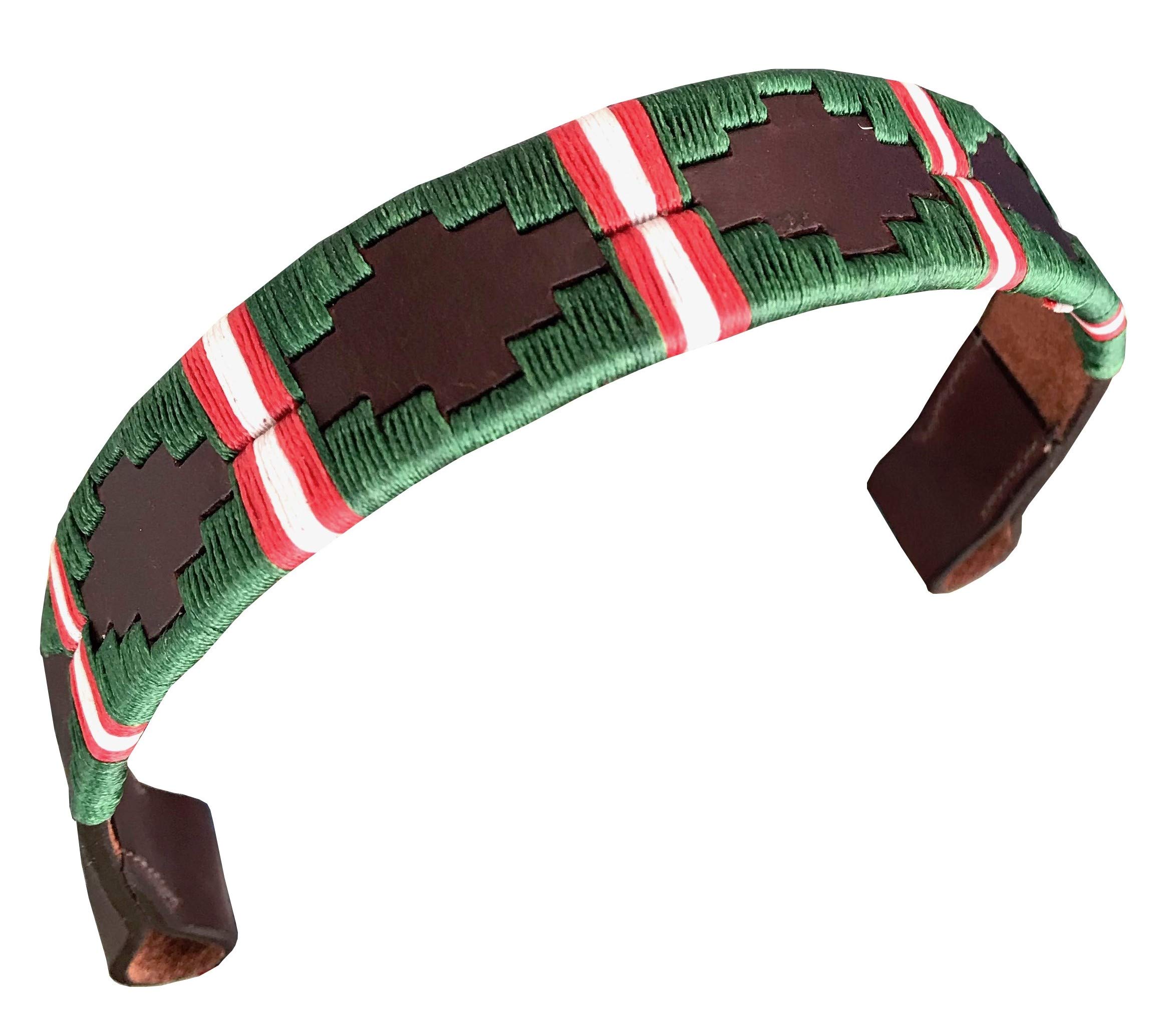 Carlos Diaz Designer Genuine Leather Waxed Embroidered Gaucho Polo Horse Bridle Browband (Pony 14 inches)